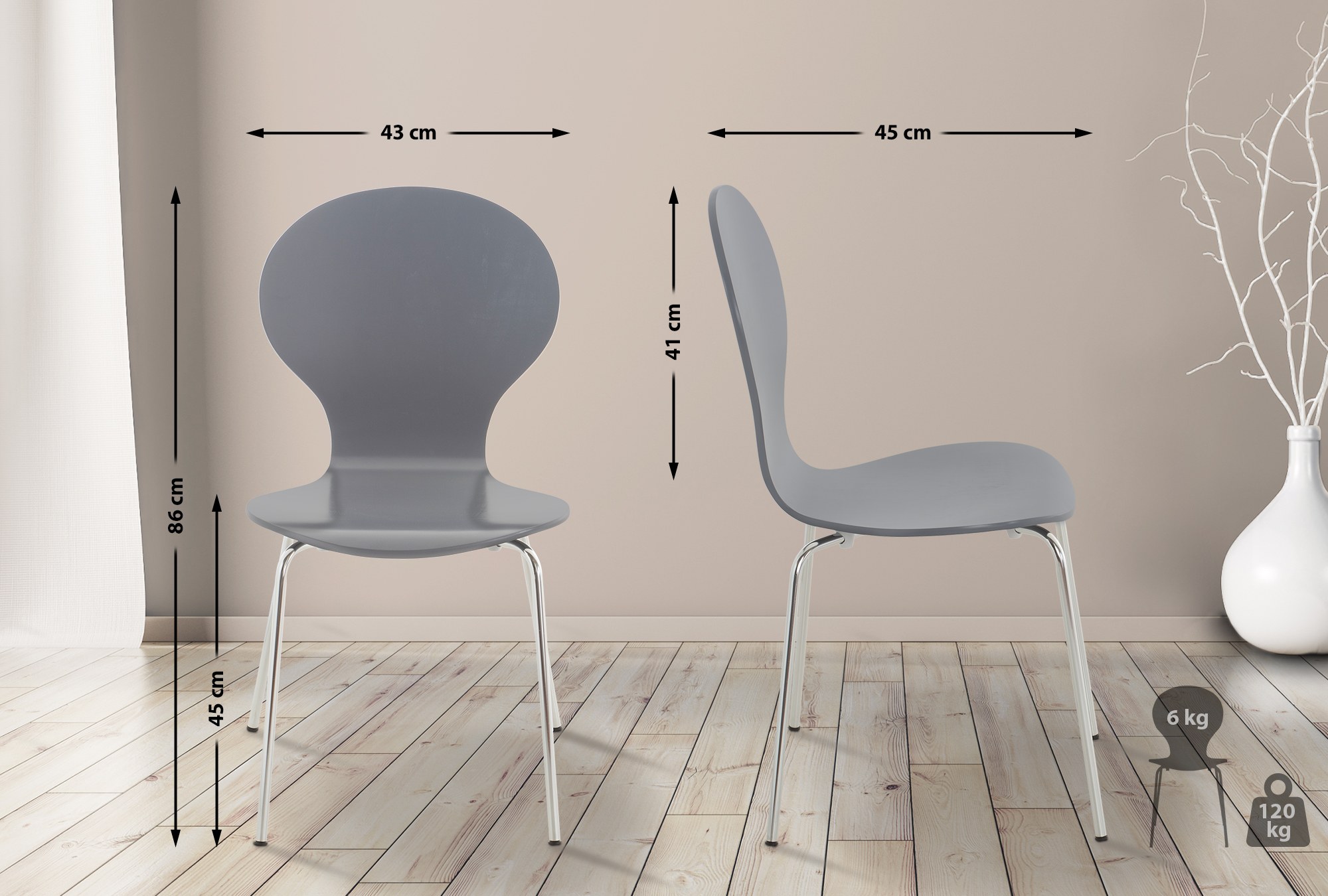 Set van 4 stapelstoelen Diego