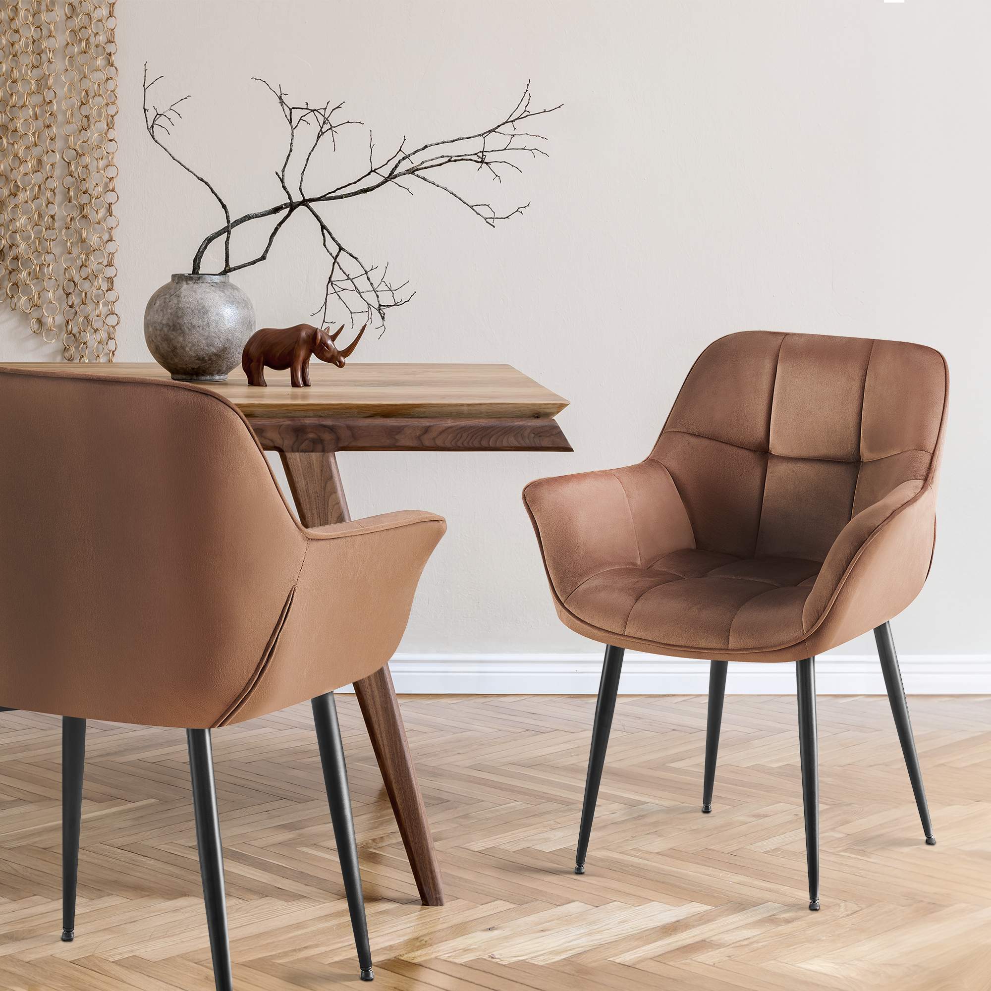 Set van 2 Eetkamerstoelen Roseville fluweel