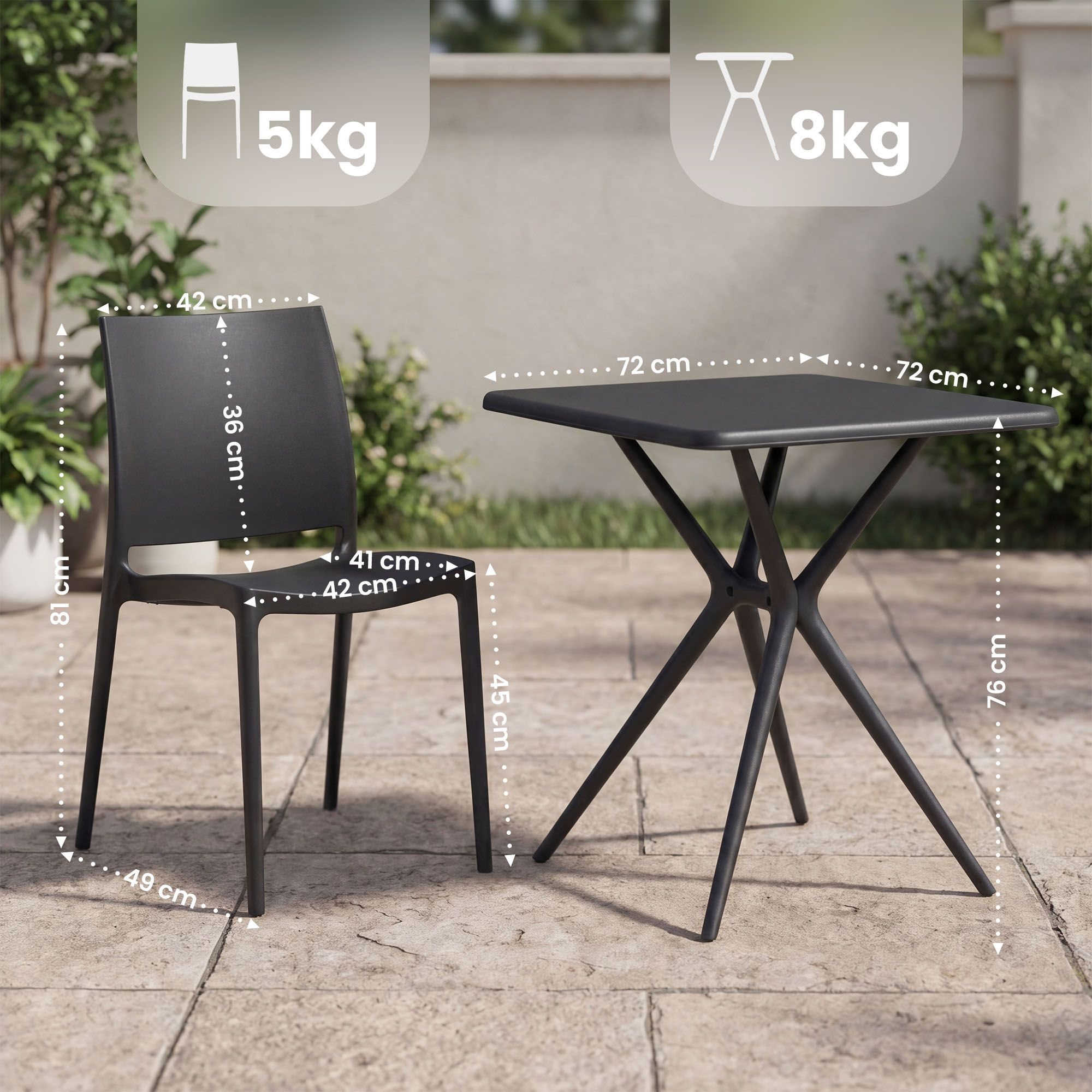 Tuinmeubelset Amino met 2 stoelen