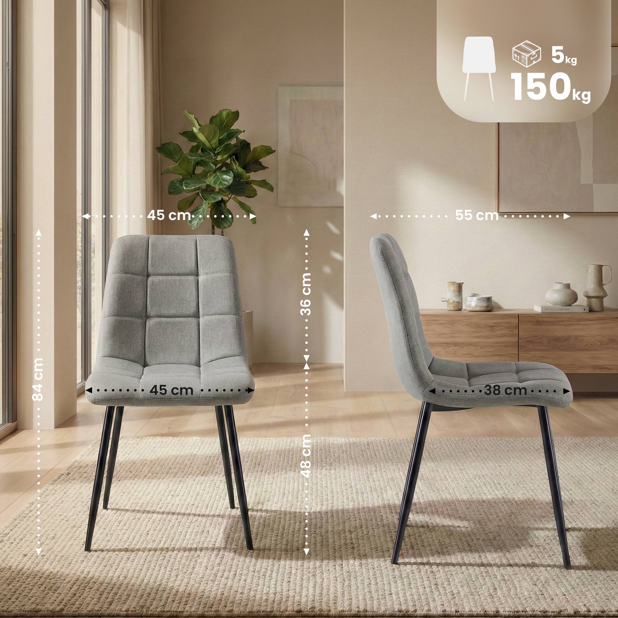 Set van 4 eetkamerstoelen Antibes stof
