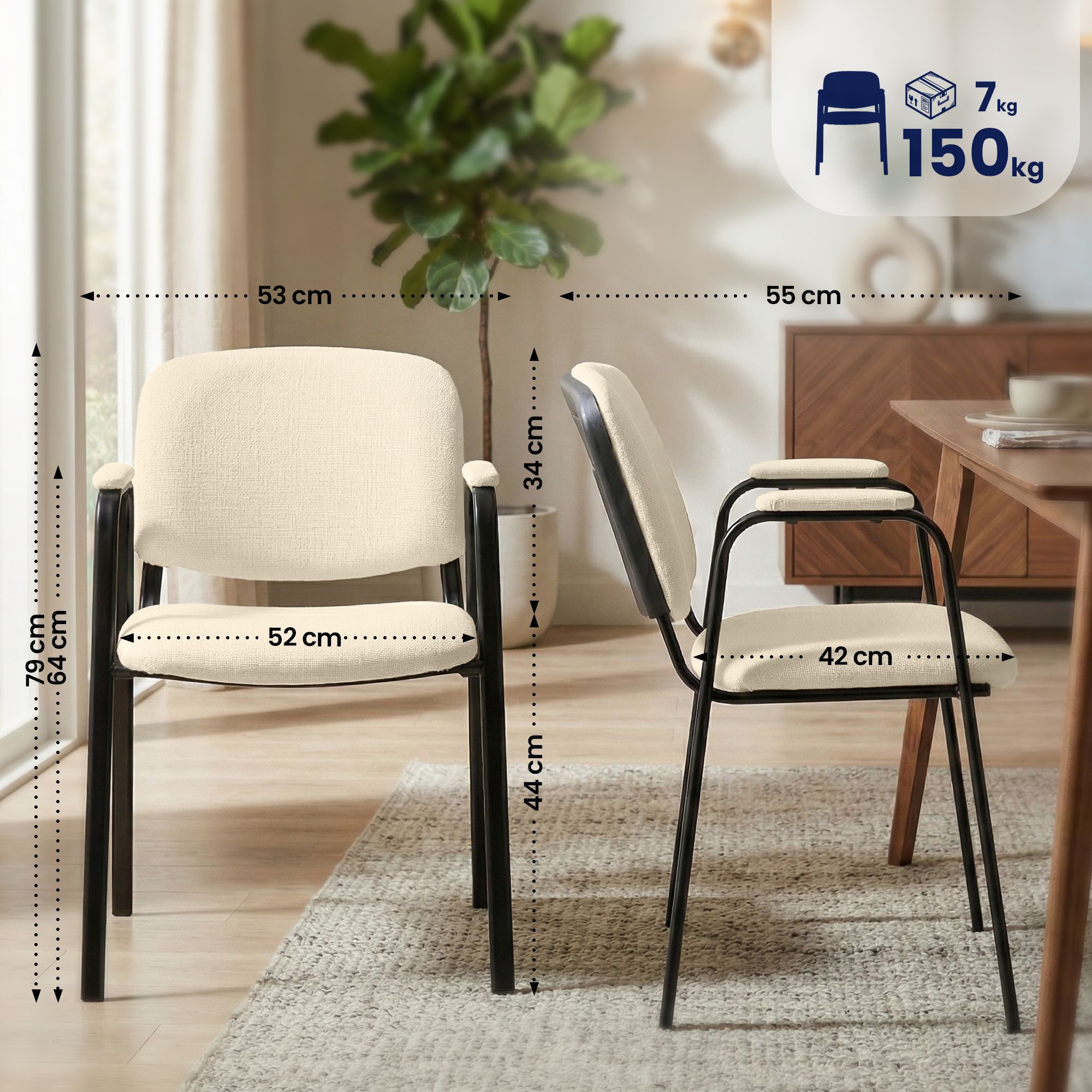 Set van 4 stapelstoelen Ken Pro stof