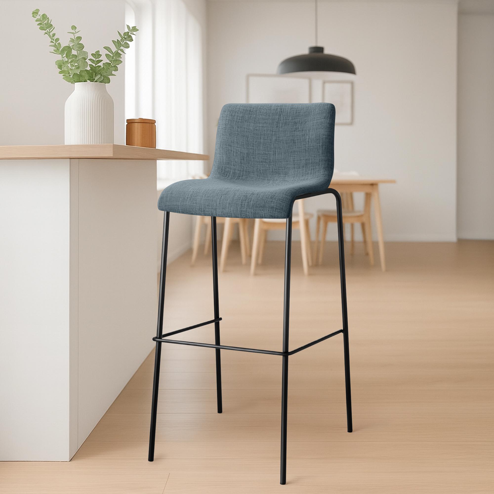 Set van 2 barstoelen Hover, stof, 4-poots onderstel