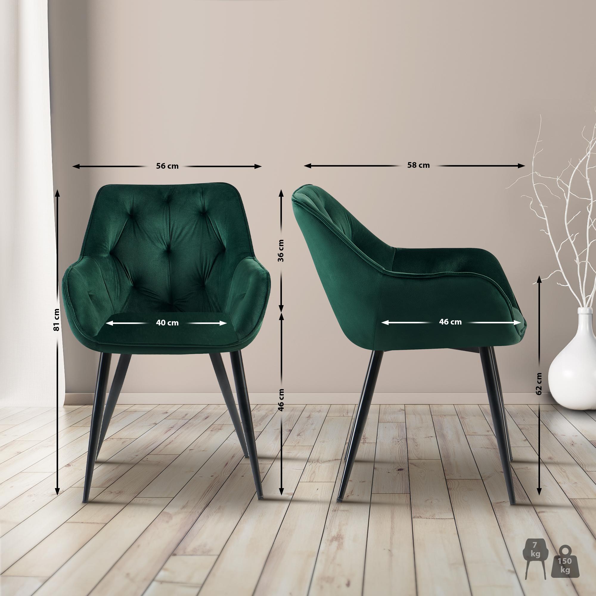 2-delige set eetkamerstoelen Cassis fluwelen bekleding