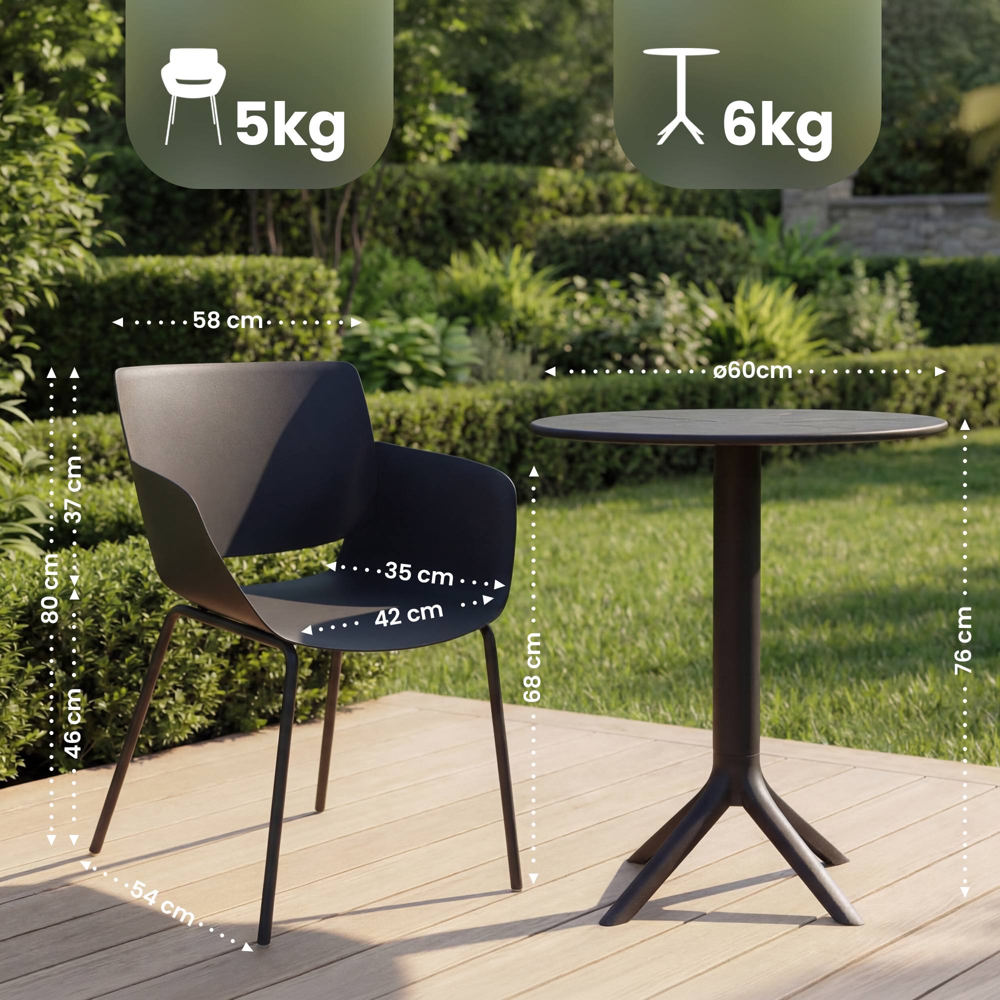Tuinmeubelset Siora met 2 stoelen