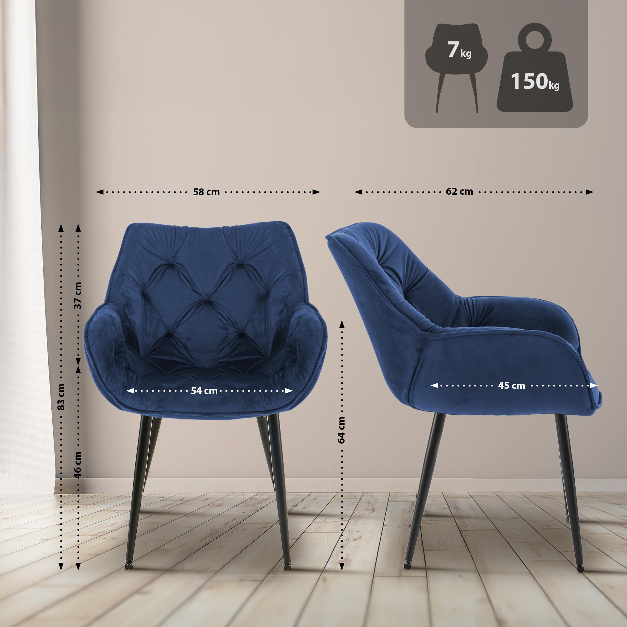Set van 2 eetkamerstoelen Tanna fluweel