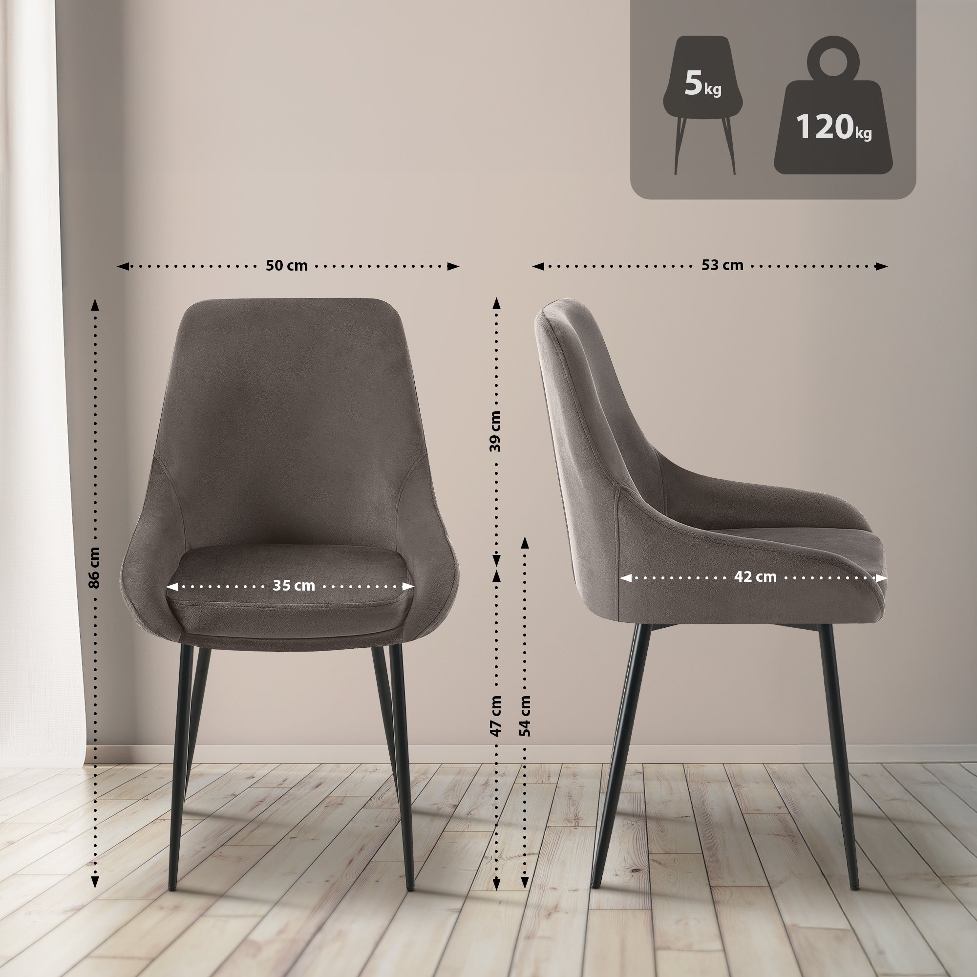 Set van 2 eetkamerstoelen Elmira