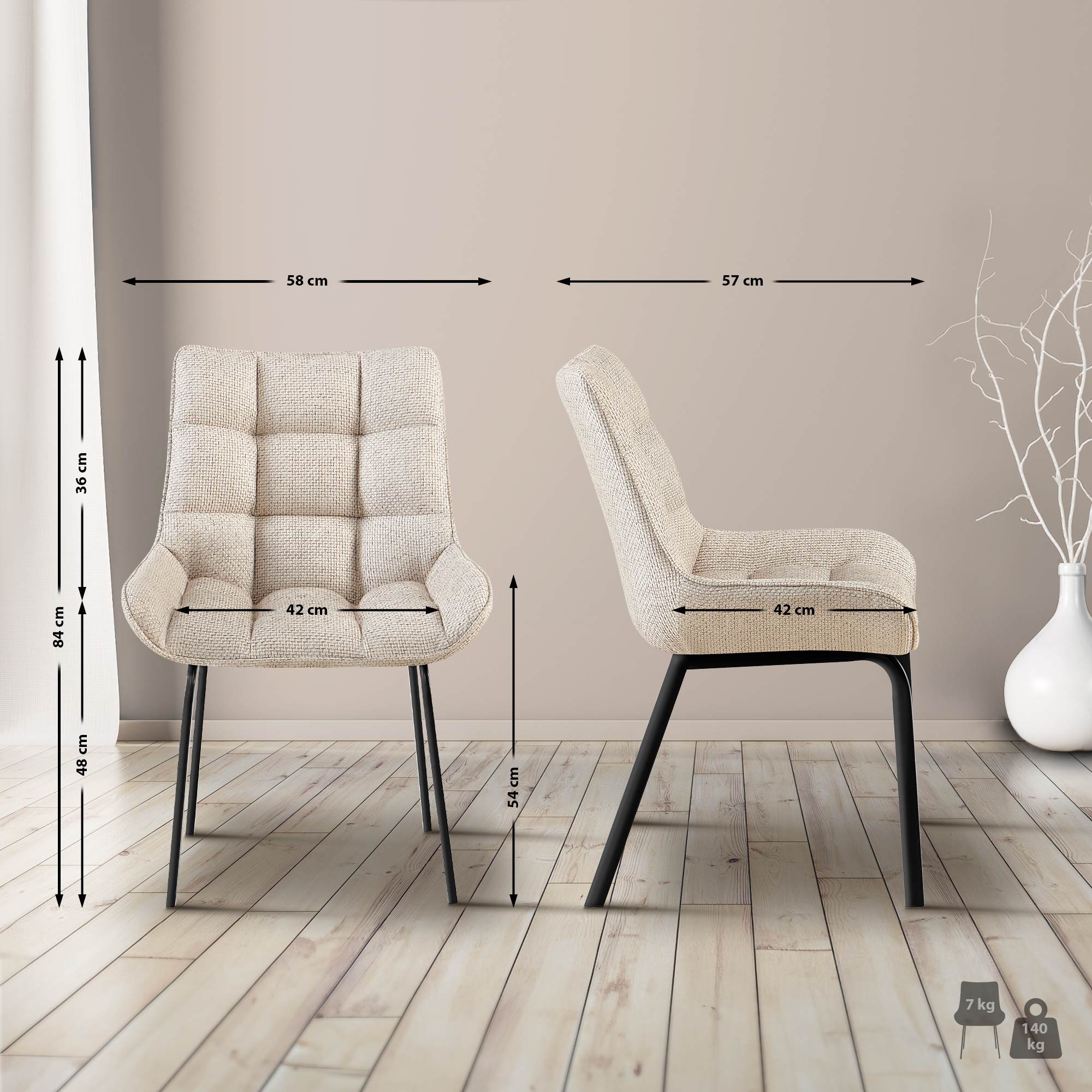 Set van 2 eetkamerstoelen Saranda