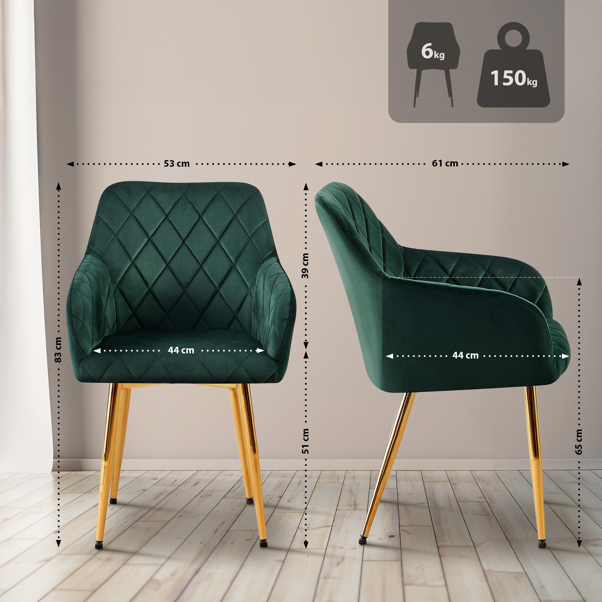Set van 2 eetkamerstoelen Monett fluweel
