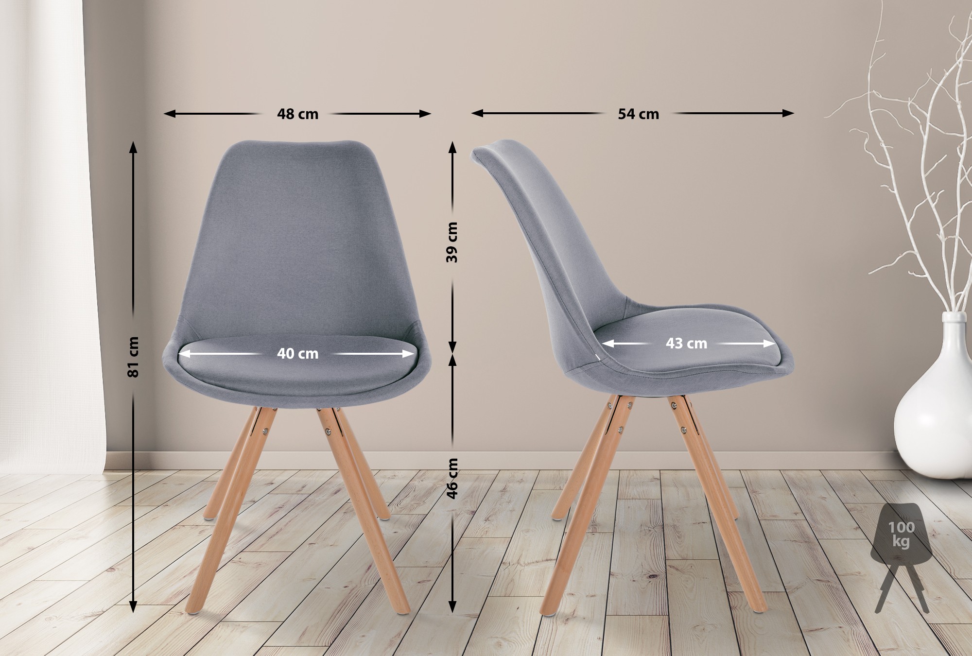 Set van 4 eetkamerstoelen Sofia Stof