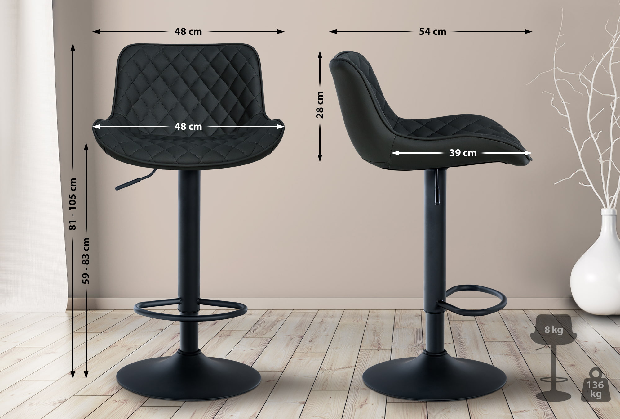 Set van 2 barkrukken Minosa