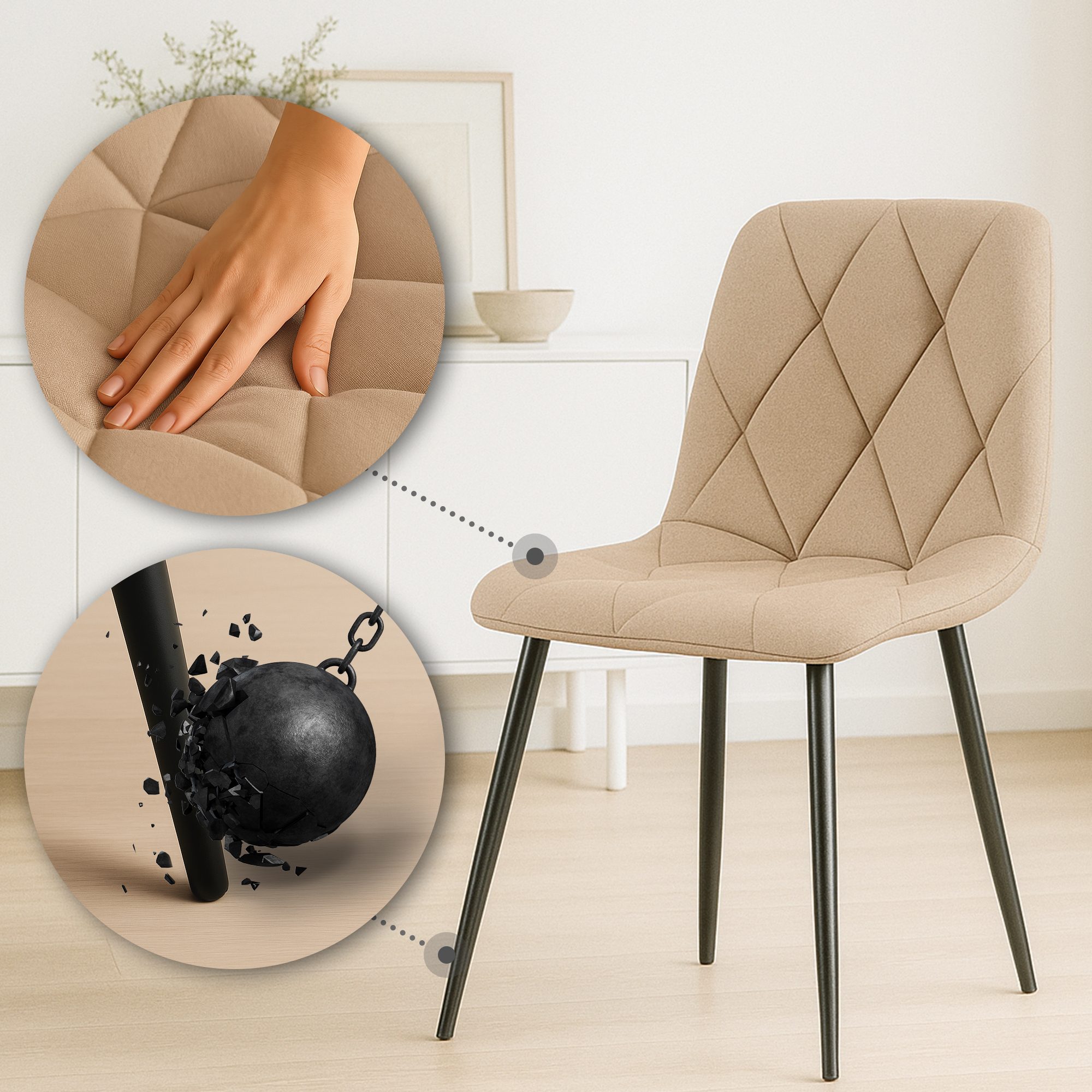 Set van 2 Eetkamerstoelen Clairton