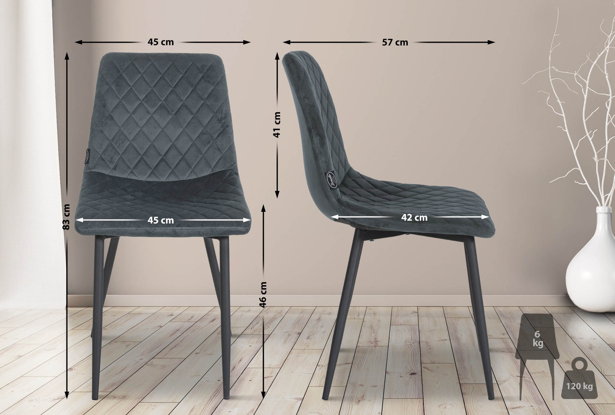 Set van 4 stoelen Telde Fluweel