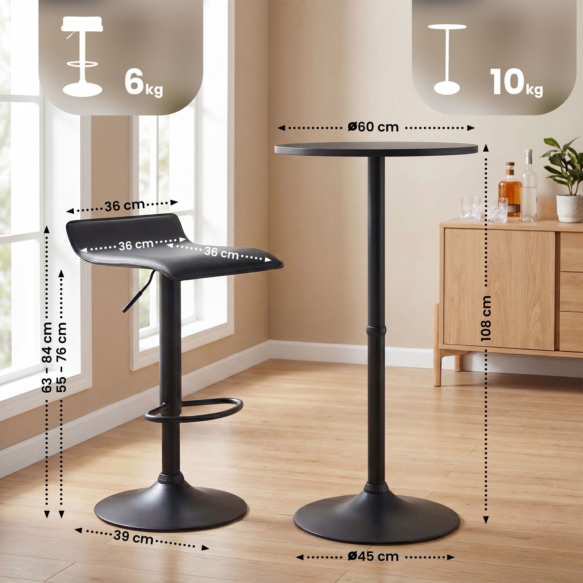 Barset Lumo met 2 barkrukken