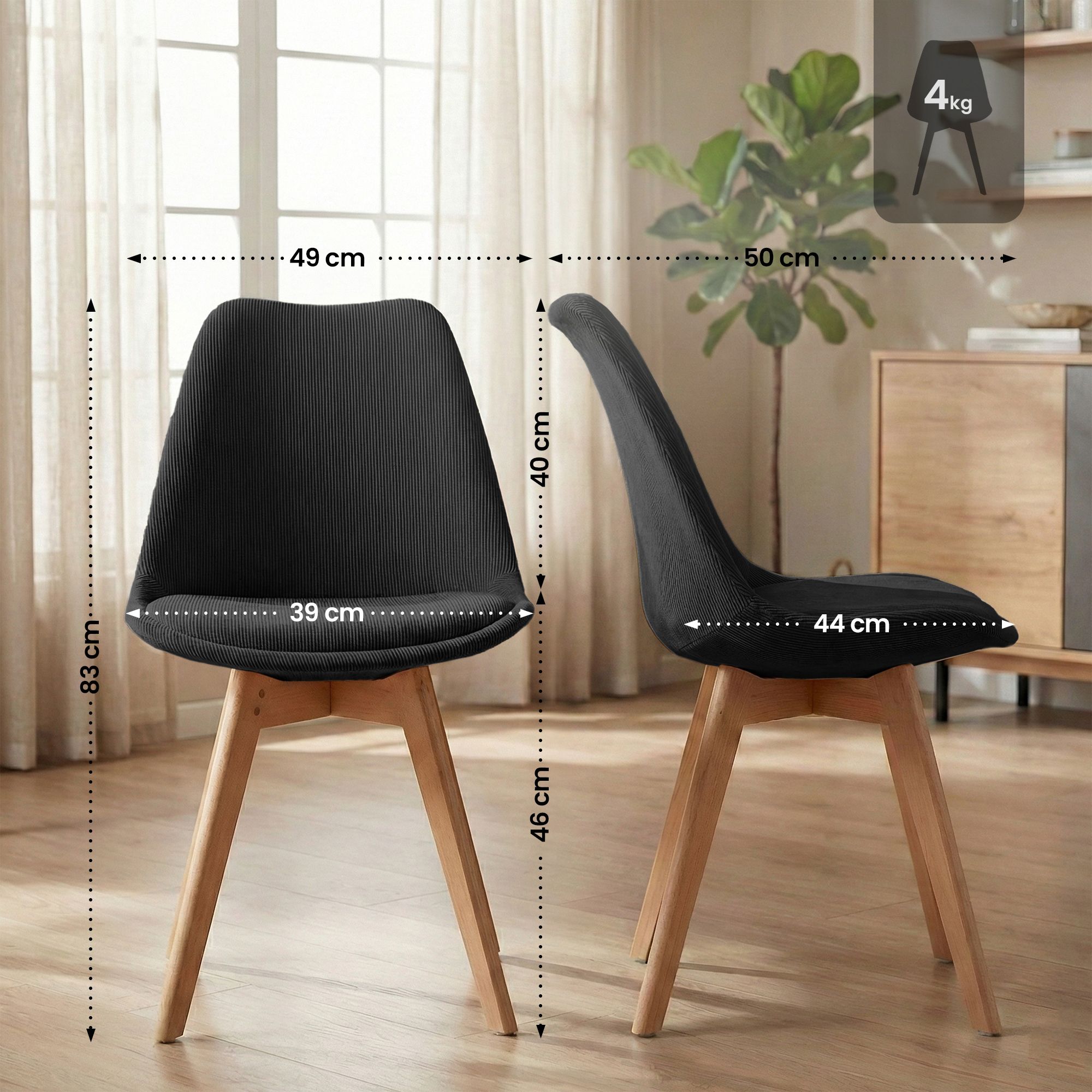 Set van 4 eetkamerstoelen Linares