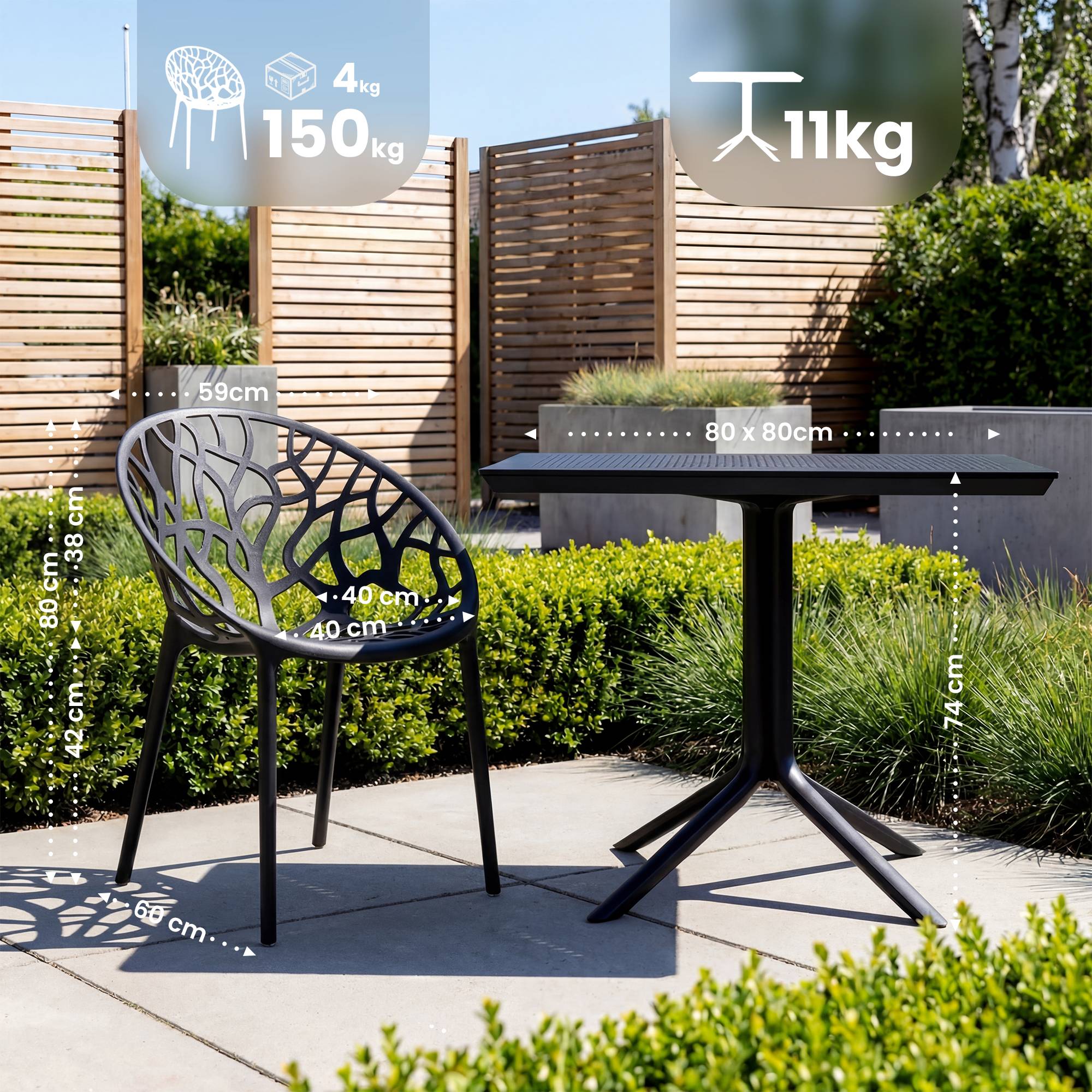 Tuinmeubelset Avara met 4 stoelen