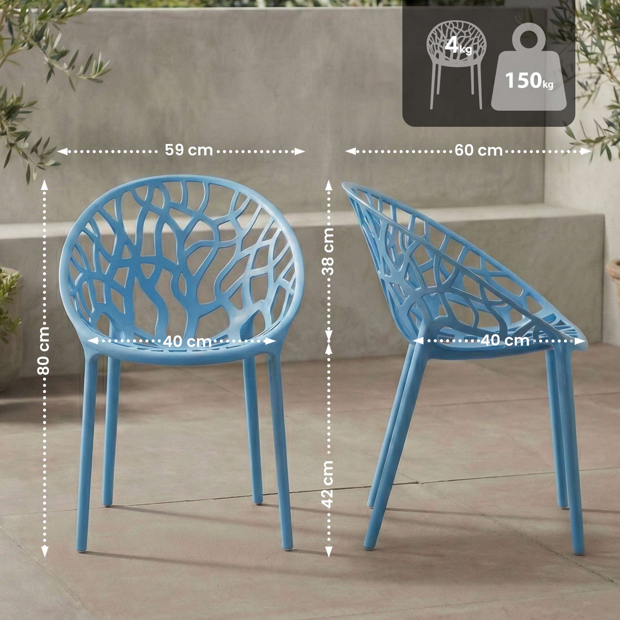 4-delige set tuinstoelen Hope