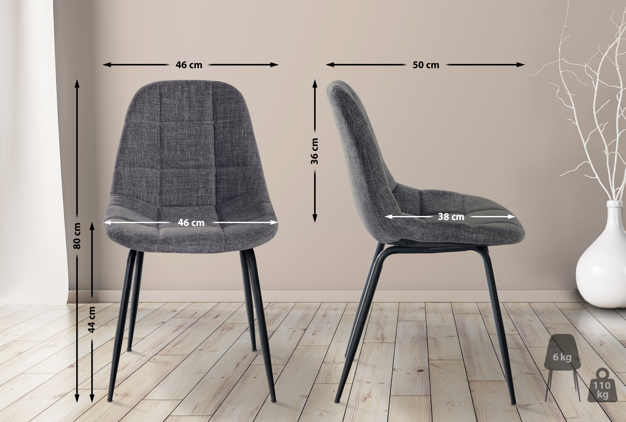 Set van 2 Eetkamerstoelen Tom
