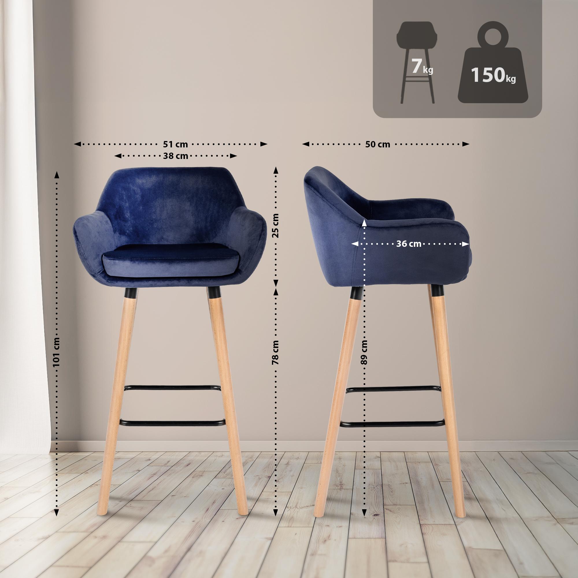 Set van 2 barkrukken Grant Fluweel