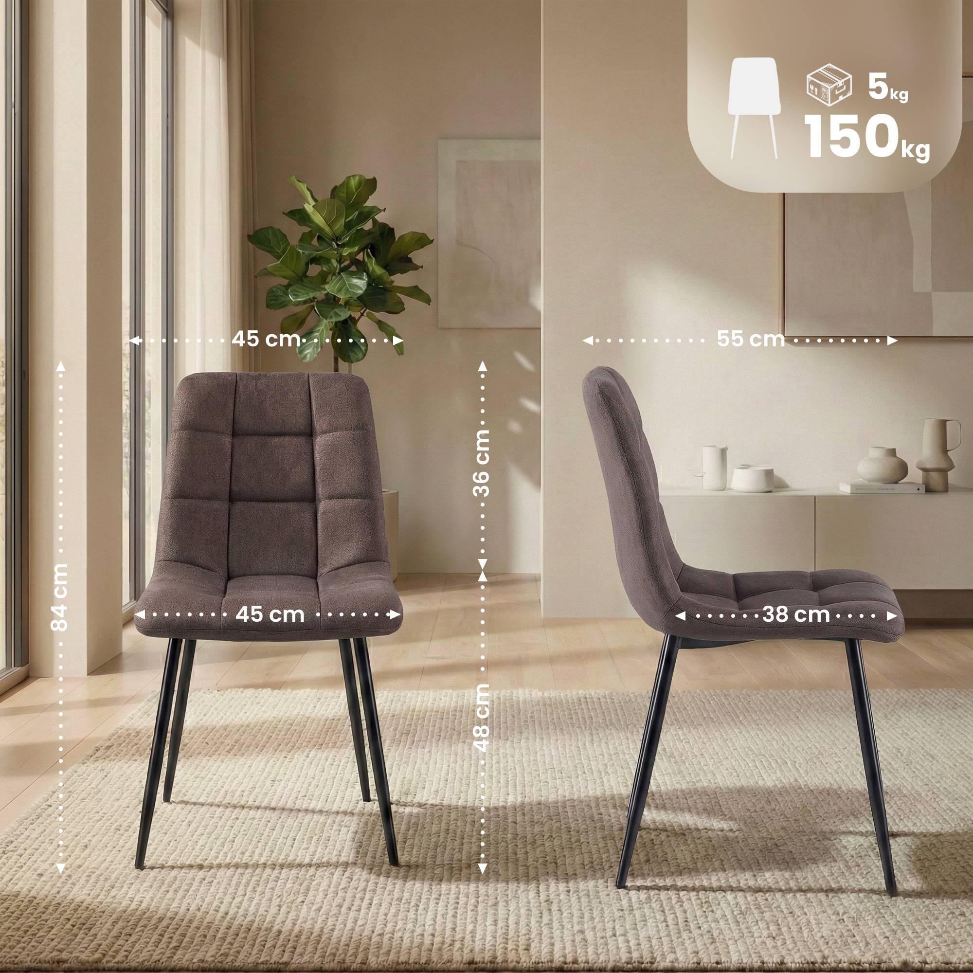 Set van 4 eetkamerstoelen Antibes stof
