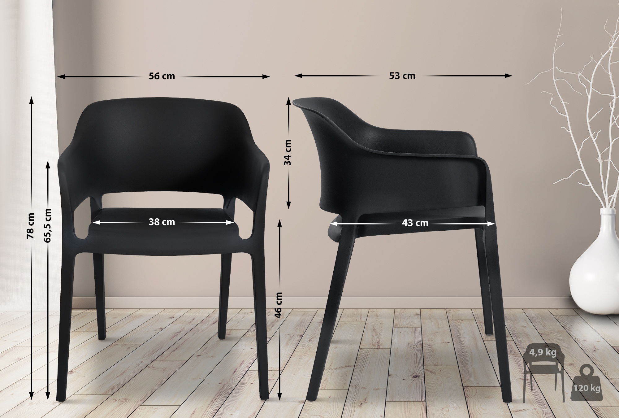 Set van 4 tuinstoelen Puebla