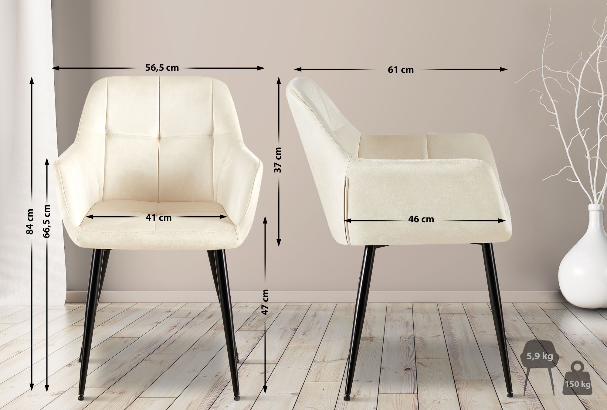 Set van 4 eetkamerstoelen Emia