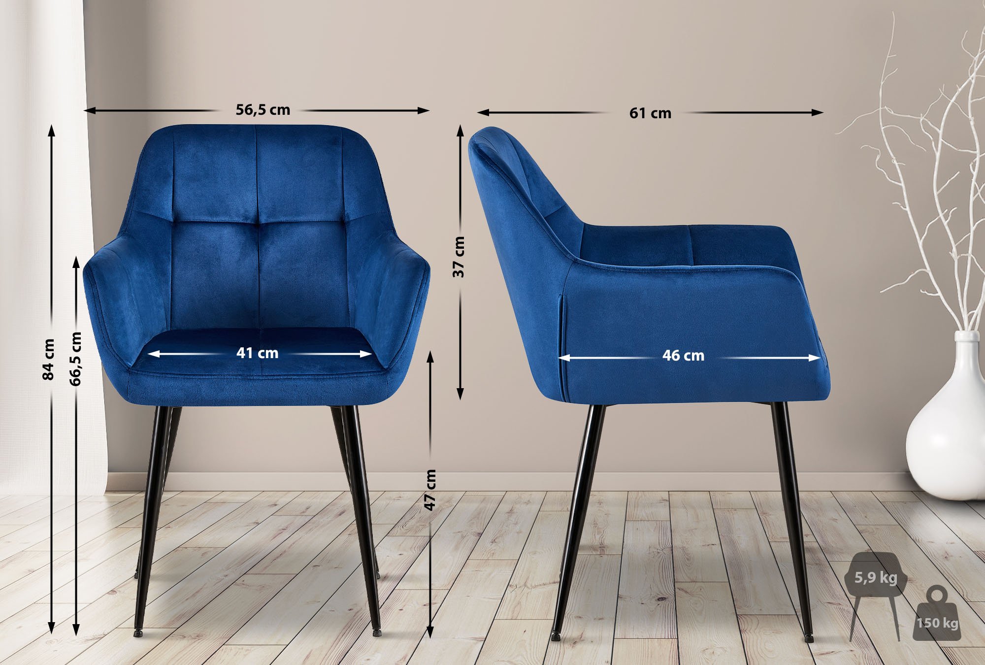 Set van 4 eetkamerstoelen Emia