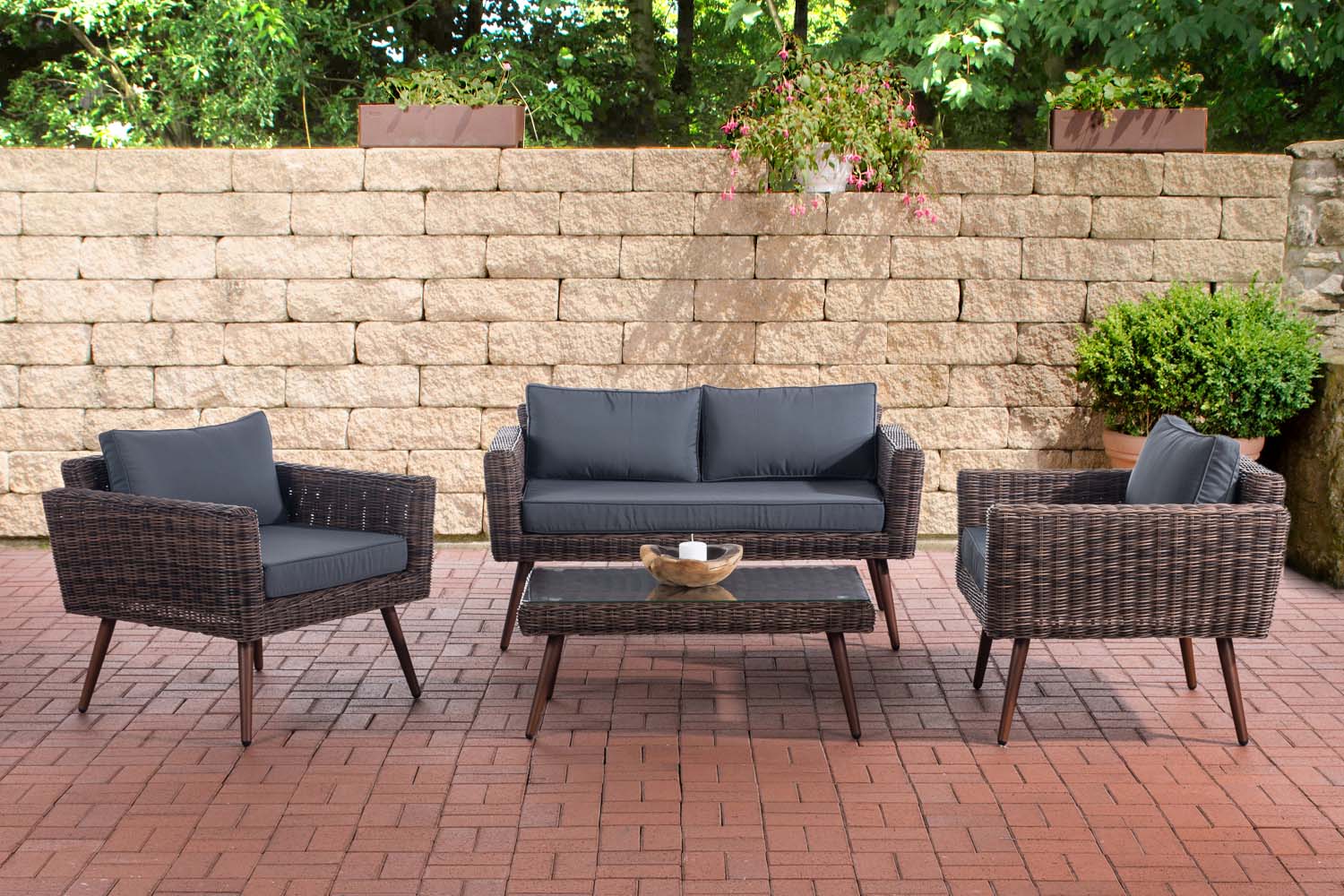 Loungeset Kiruna  5 mm rond polyrattan - bruin gemeleerd