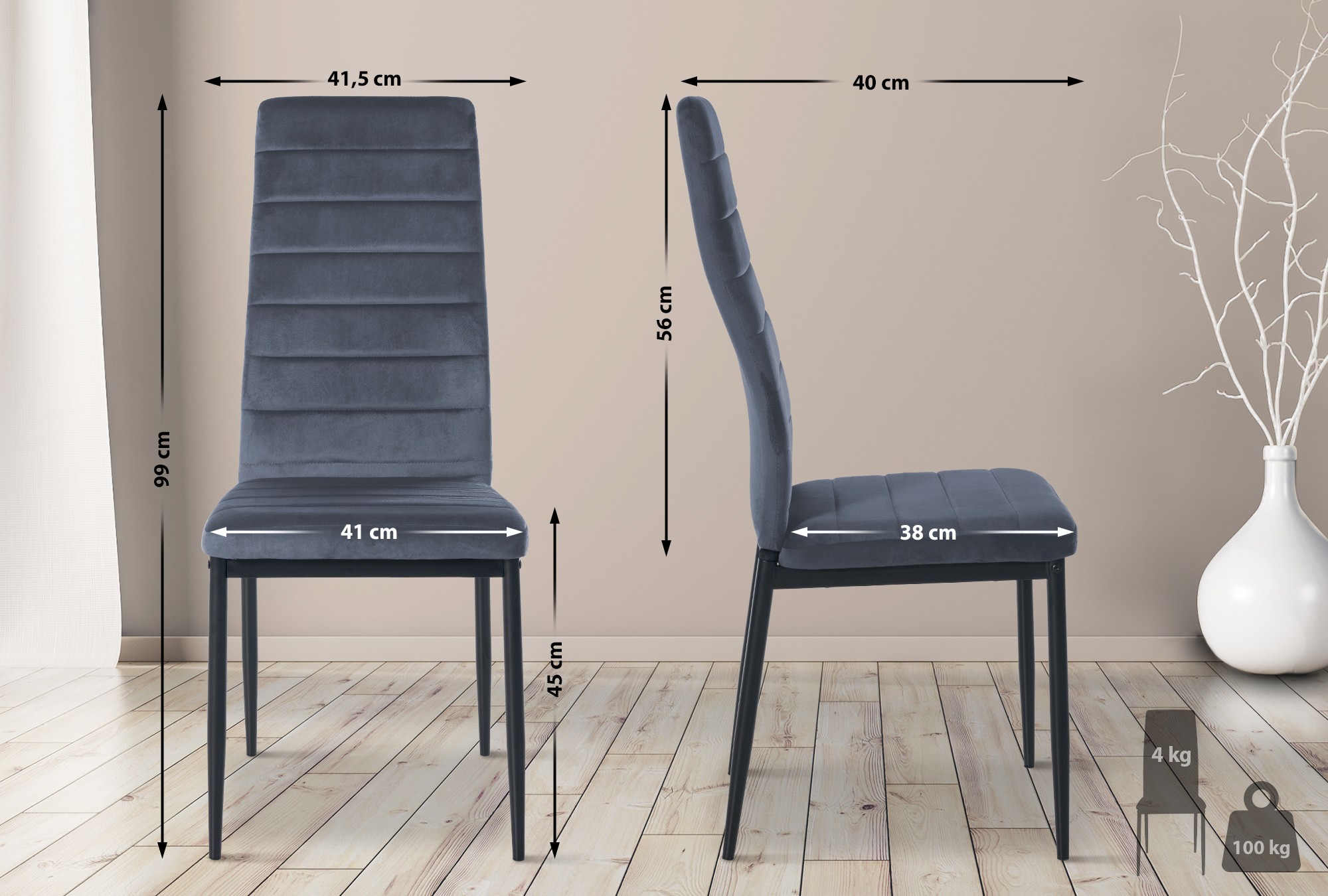 Set van 4 eetkamerstoelen Mayfair