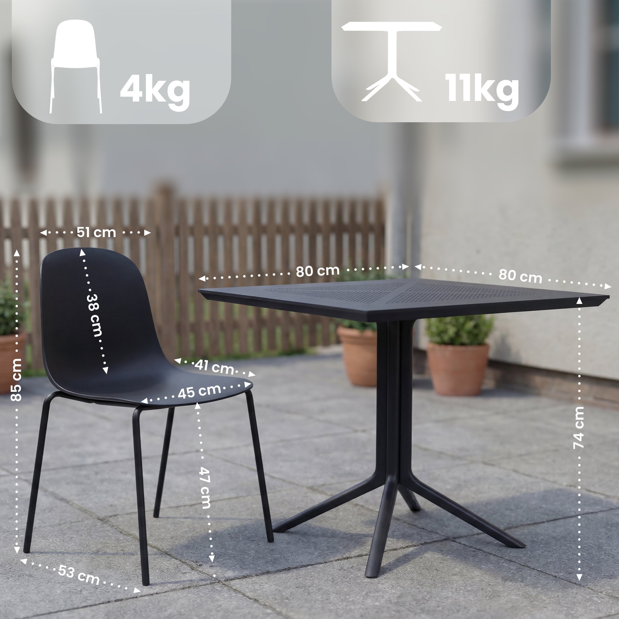 Tuinmeubelset Zeron met 2 stoelen