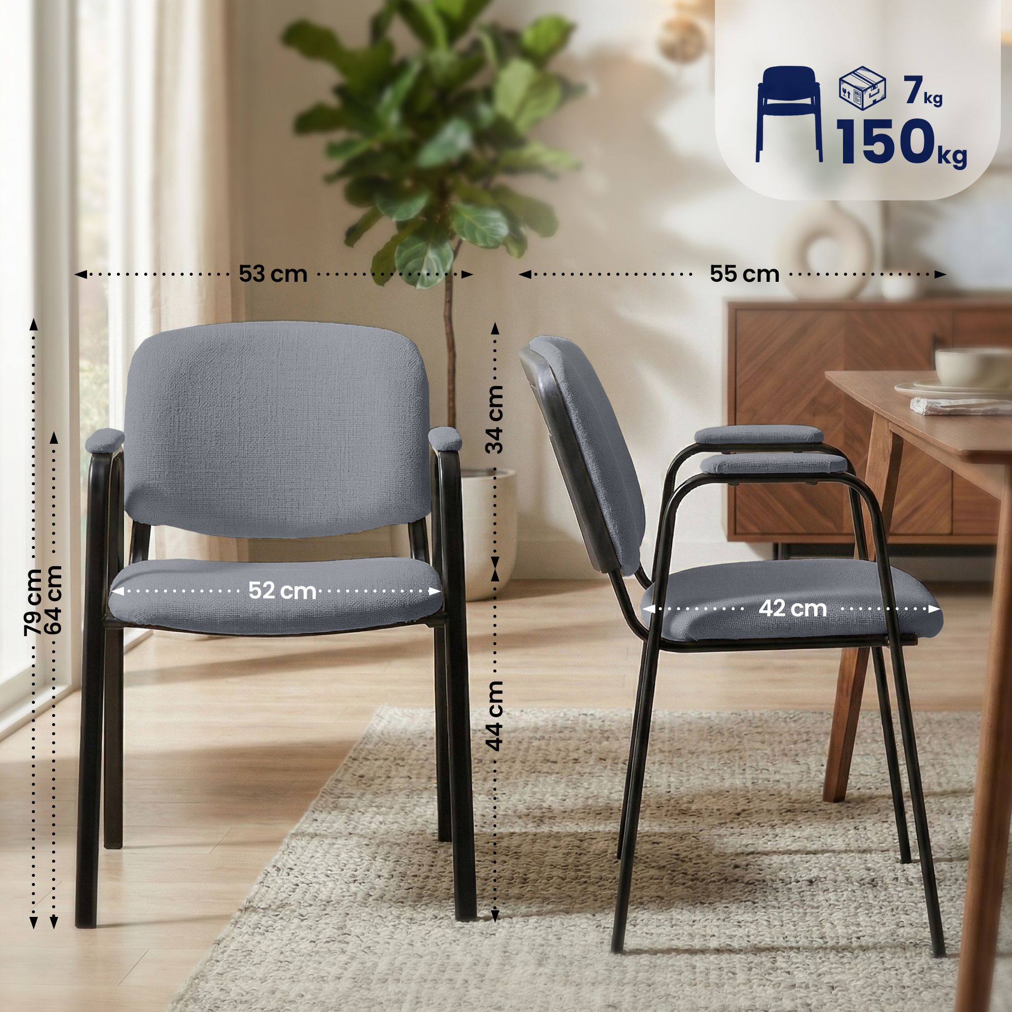 Set van 4 stapelstoelen Ken Pro stof