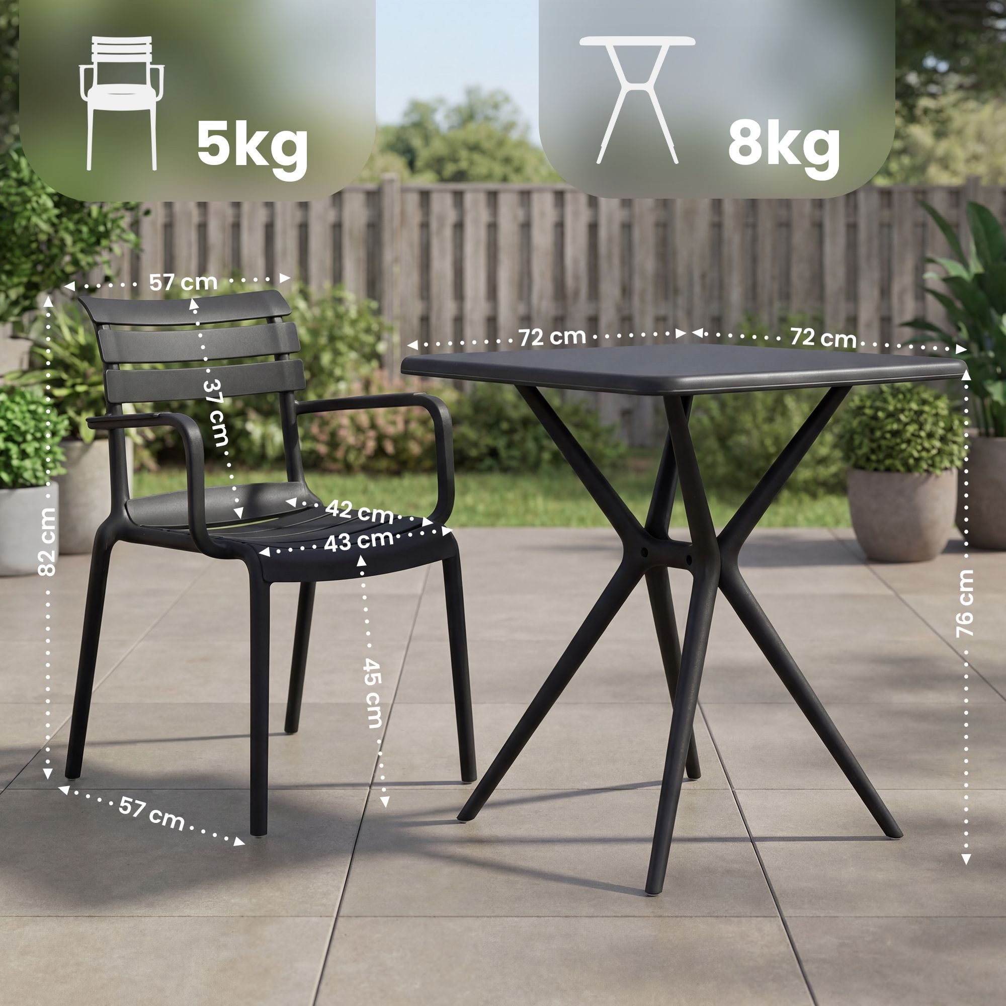 Tuinmeubelset Avena met 4 stoelen
