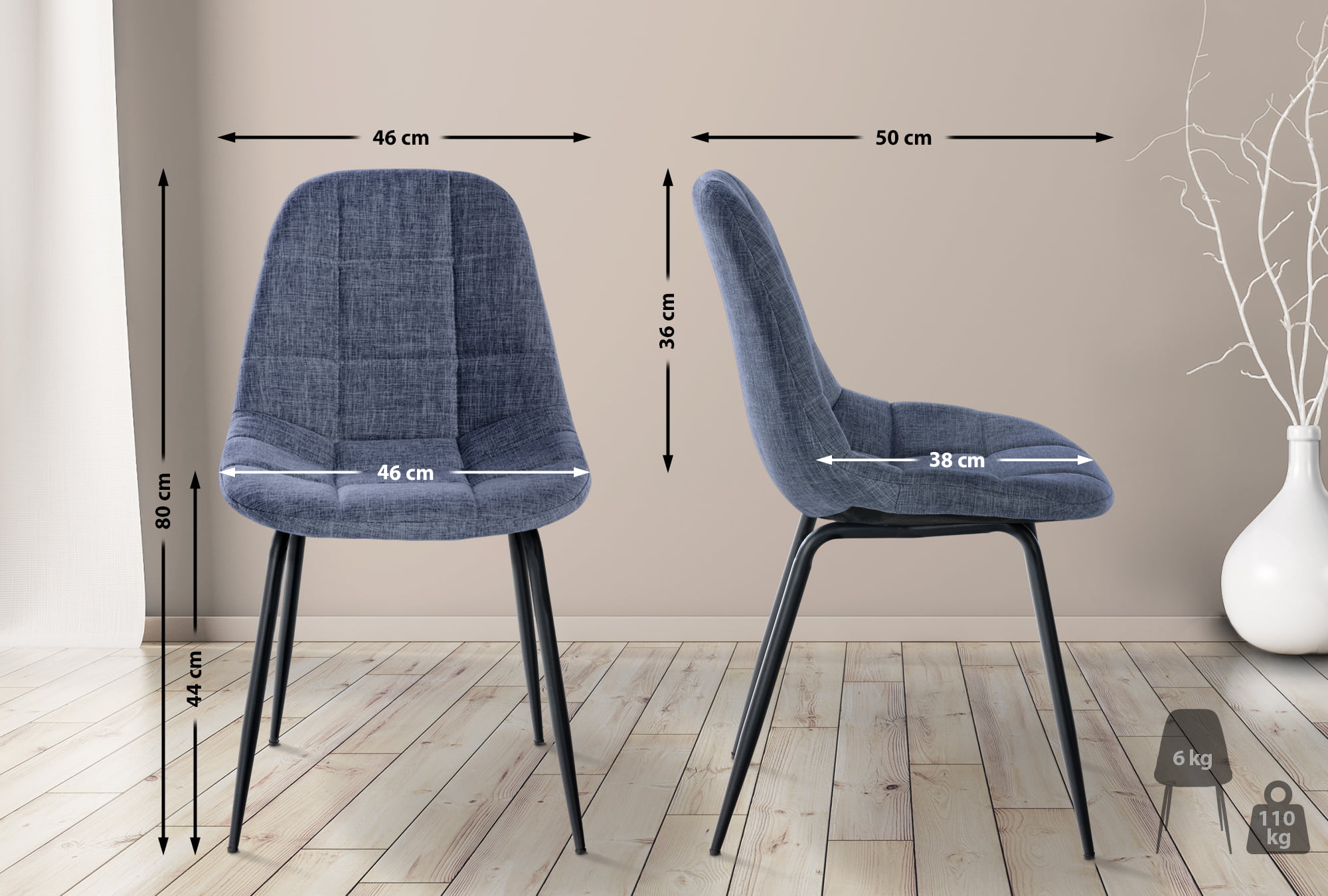 Set van 2 Eetkamerstoelen Tom
