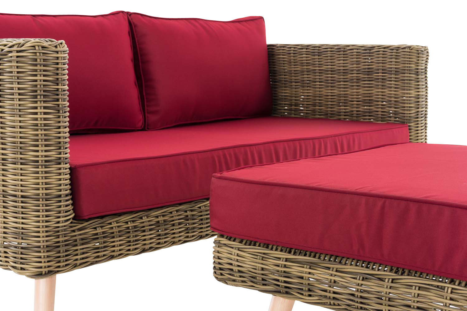 2-zitsbank Molde - met voetenbank -  5 mm rond polyrattan natura