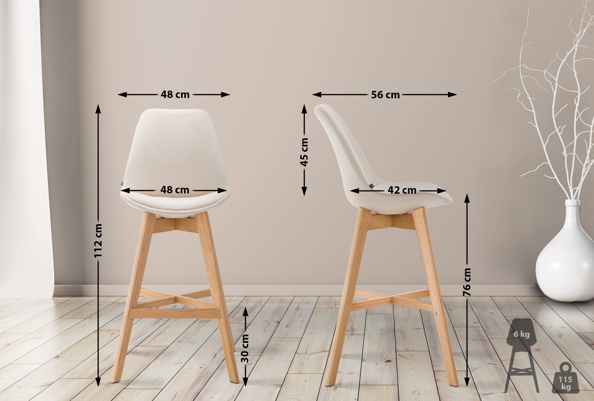 Set van 2 barkrukken Cannes stof