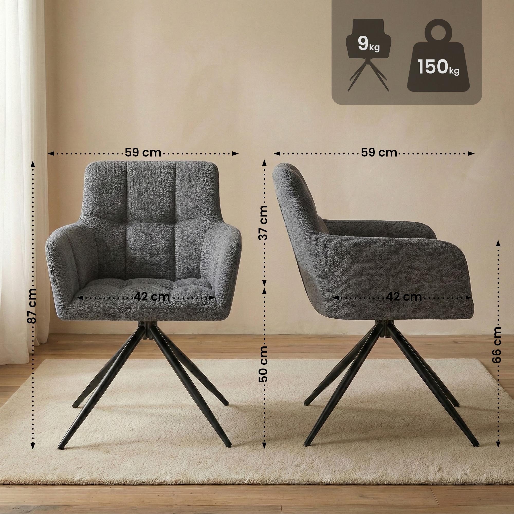 Set van 2 eetkamerstoelen Jonah stof