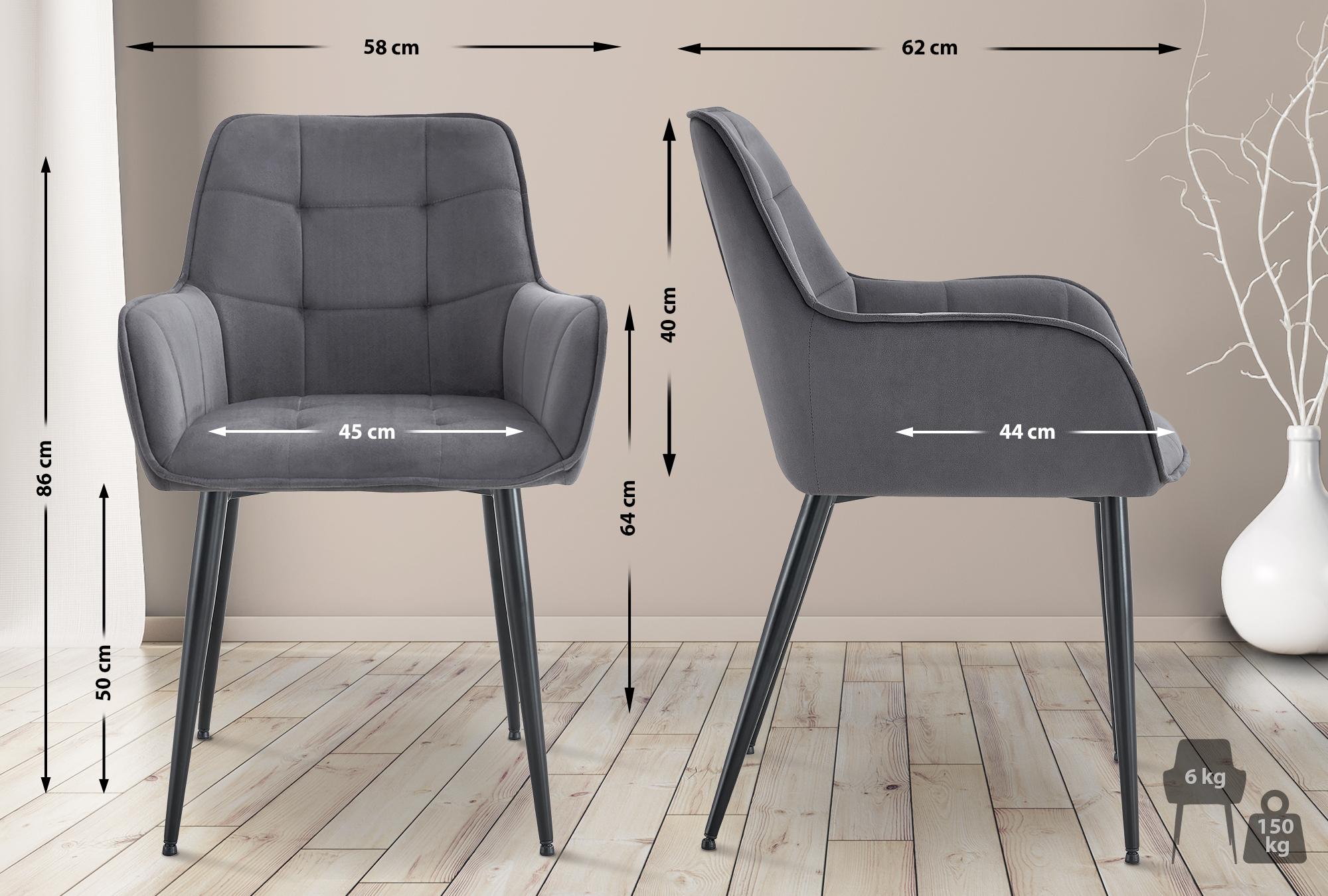 Set van 2 eetkamerstoelen Ferndale fluweel