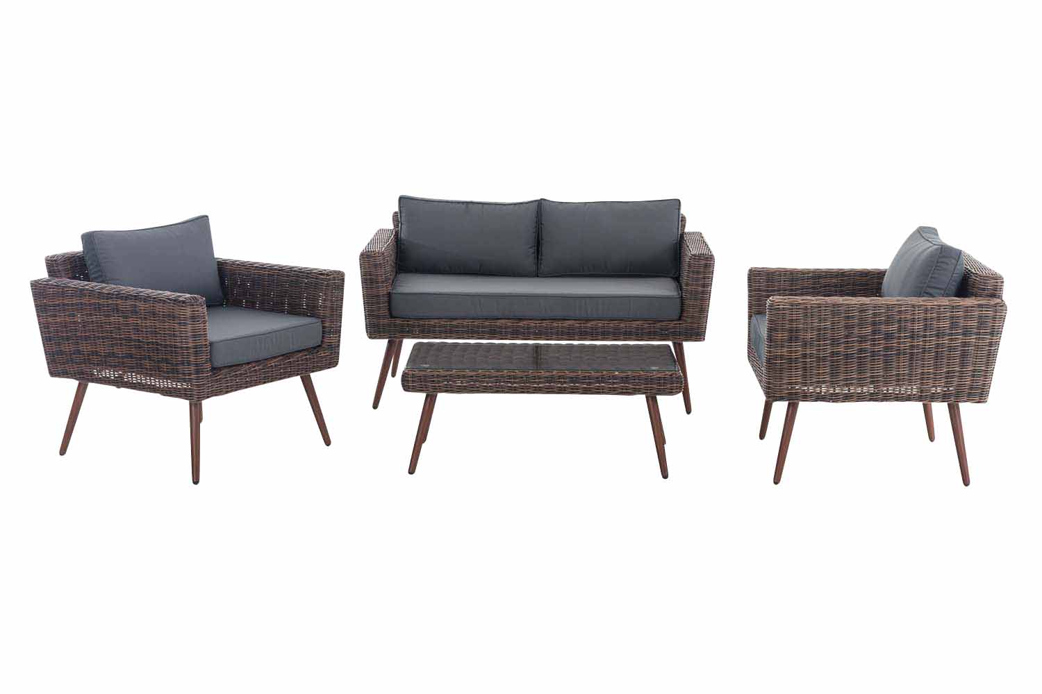 Loungeset Kiruna  5 mm rond polyrattan - bruin gemeleerd