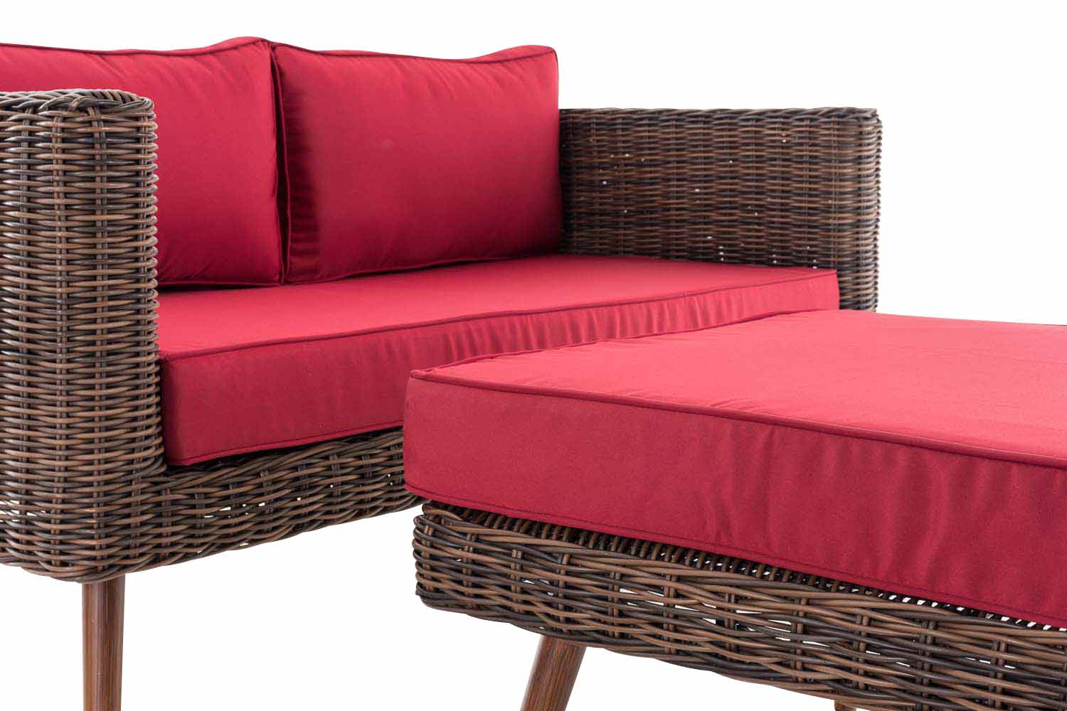 2-zitsbank Molde - met voetenbank - 5 mm rond polyrattan Bruin gemeleerd