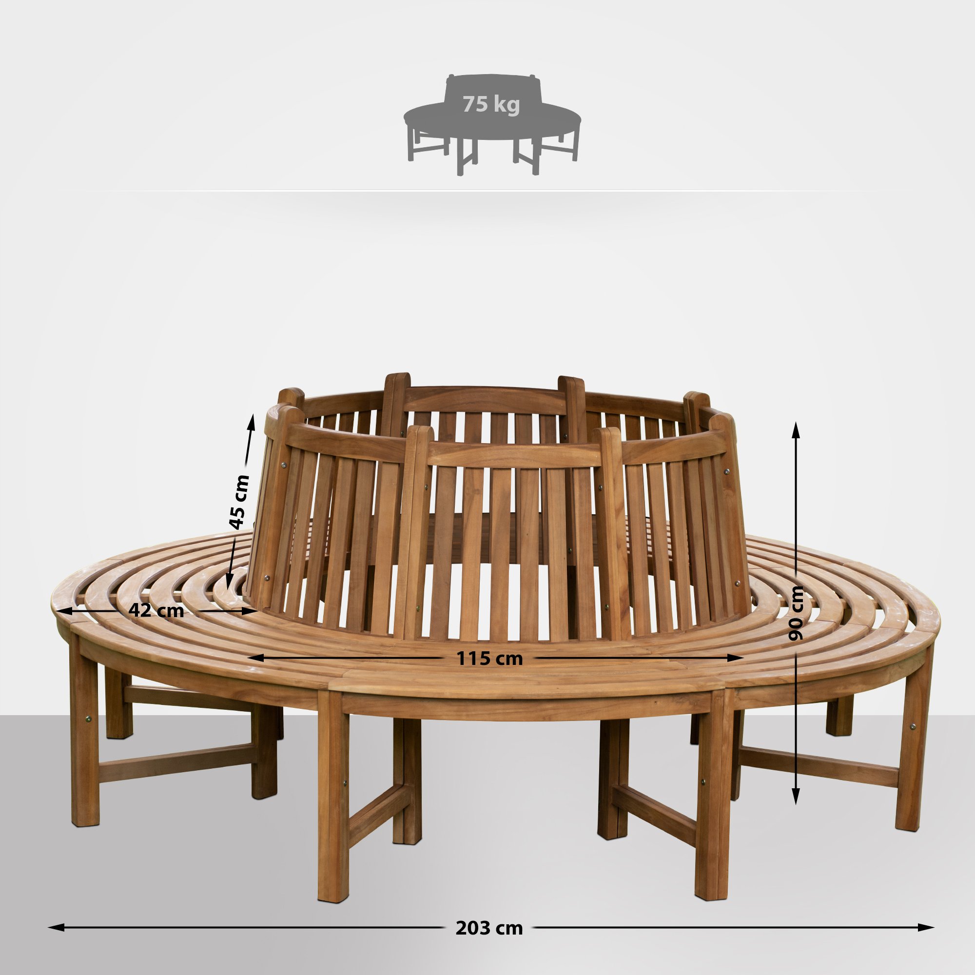 Boomringbank van teak Nila met rugleuning