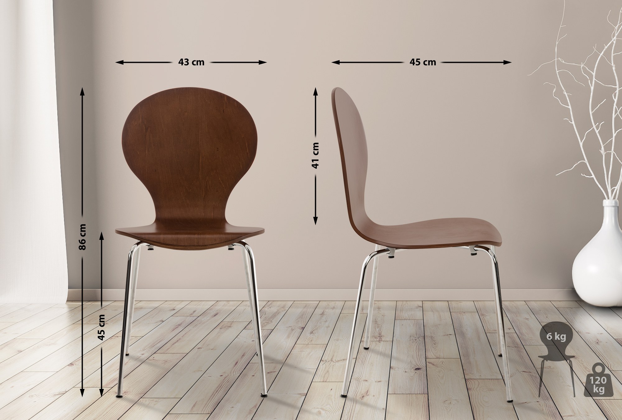 Set van 4 stapelstoelen Diego