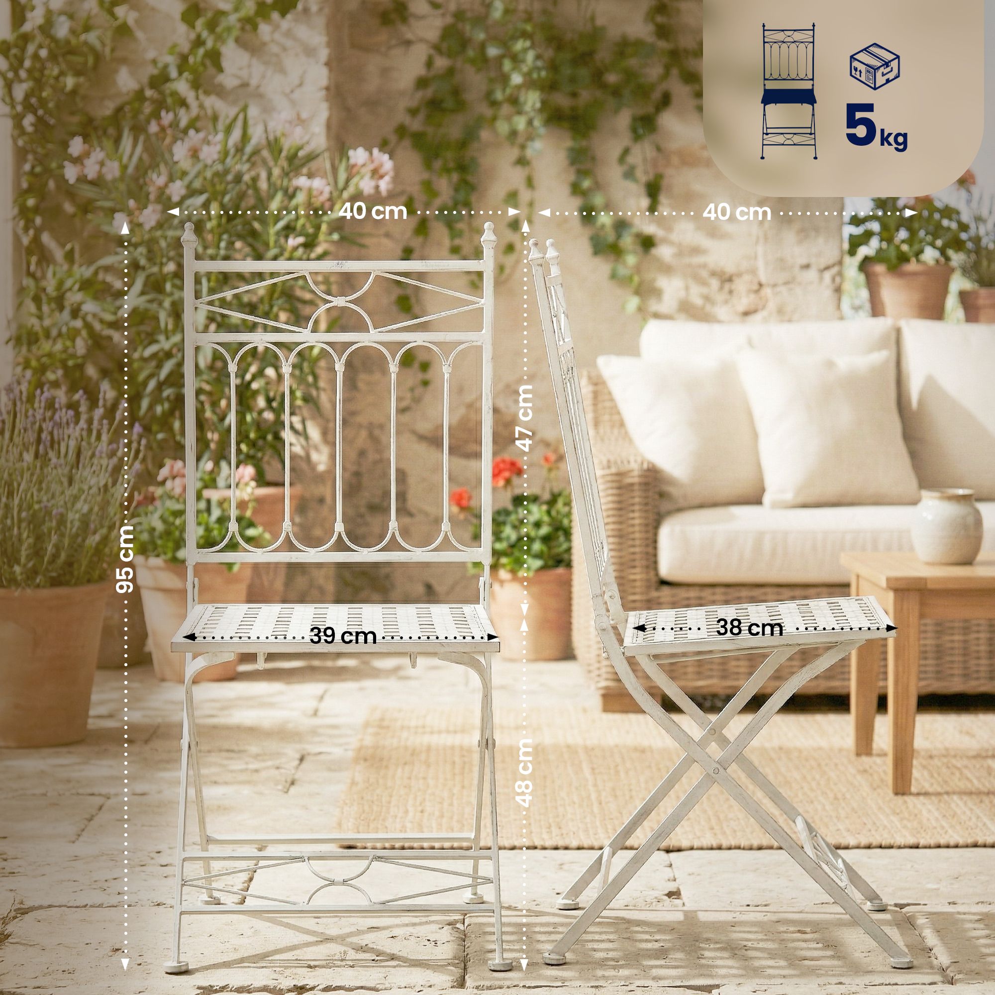 Set van 2 opvouwbare tuinstoelen Asina