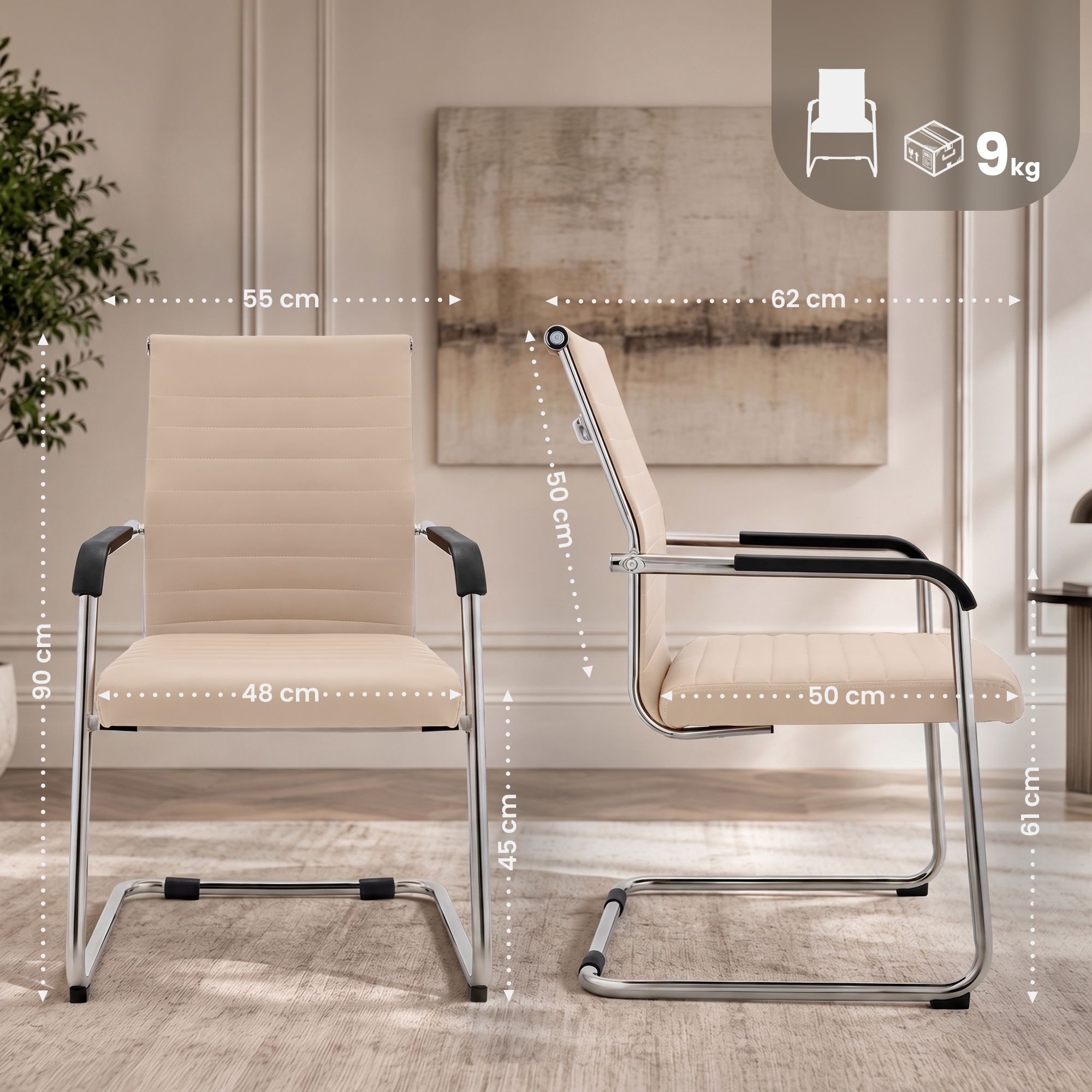 Set van 2 eetkamerstoelen Hakon lederlook