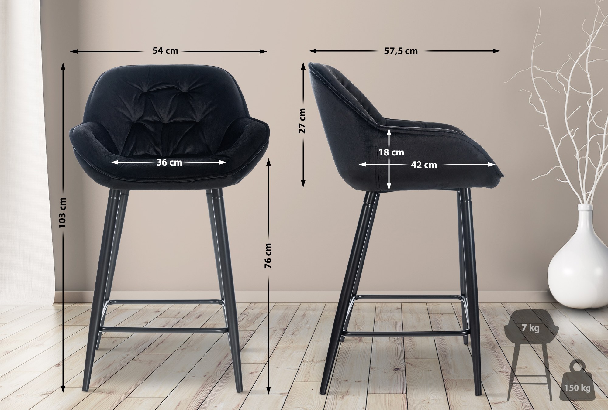 Set van 2 barkrukken Gibson fluweel