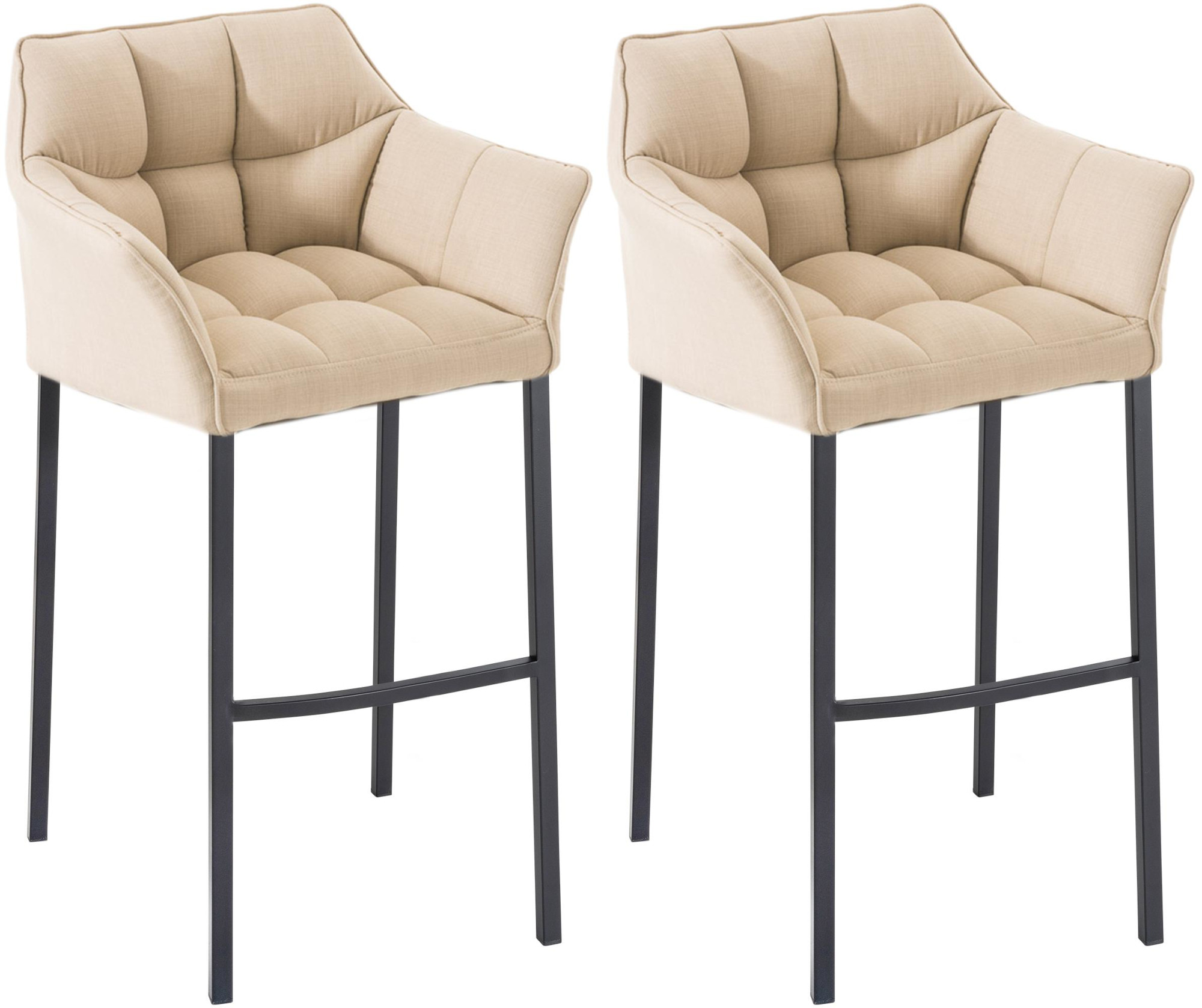 2-delige set barkrukken Damaso stof met vierpootsframe
