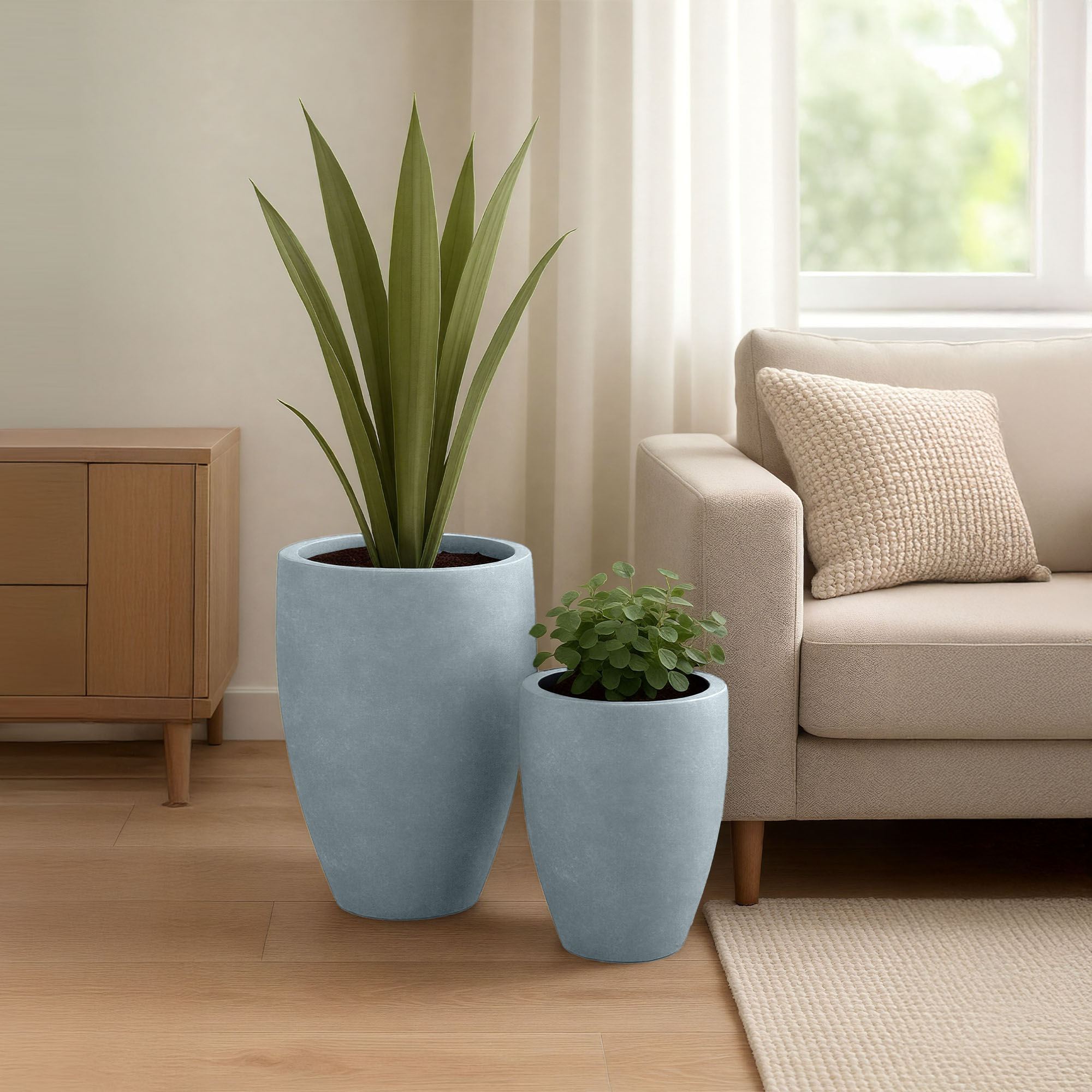 Set van 2 ronde plantenbakken 2