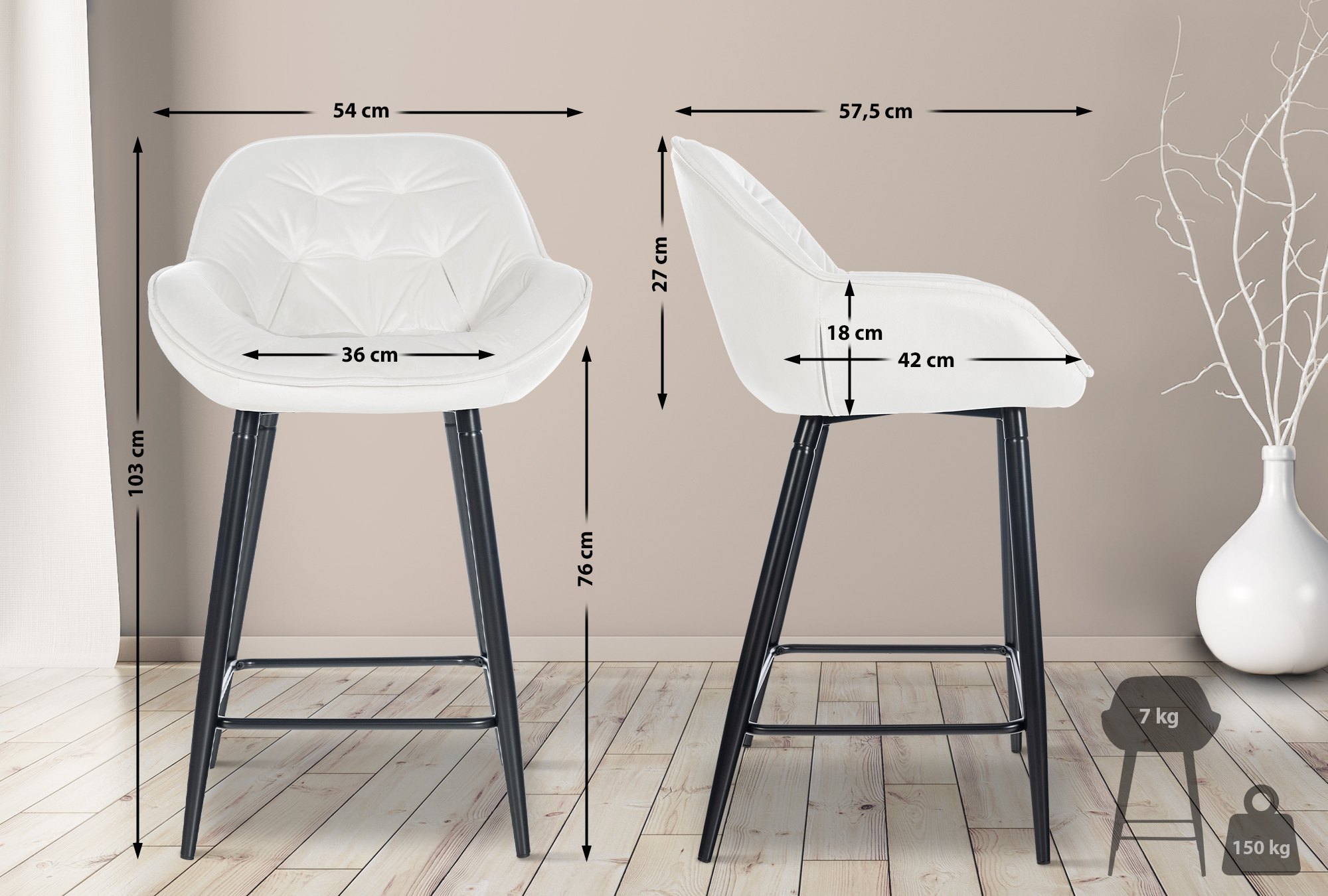 Set van 2 barkrukken Gibson fluweel