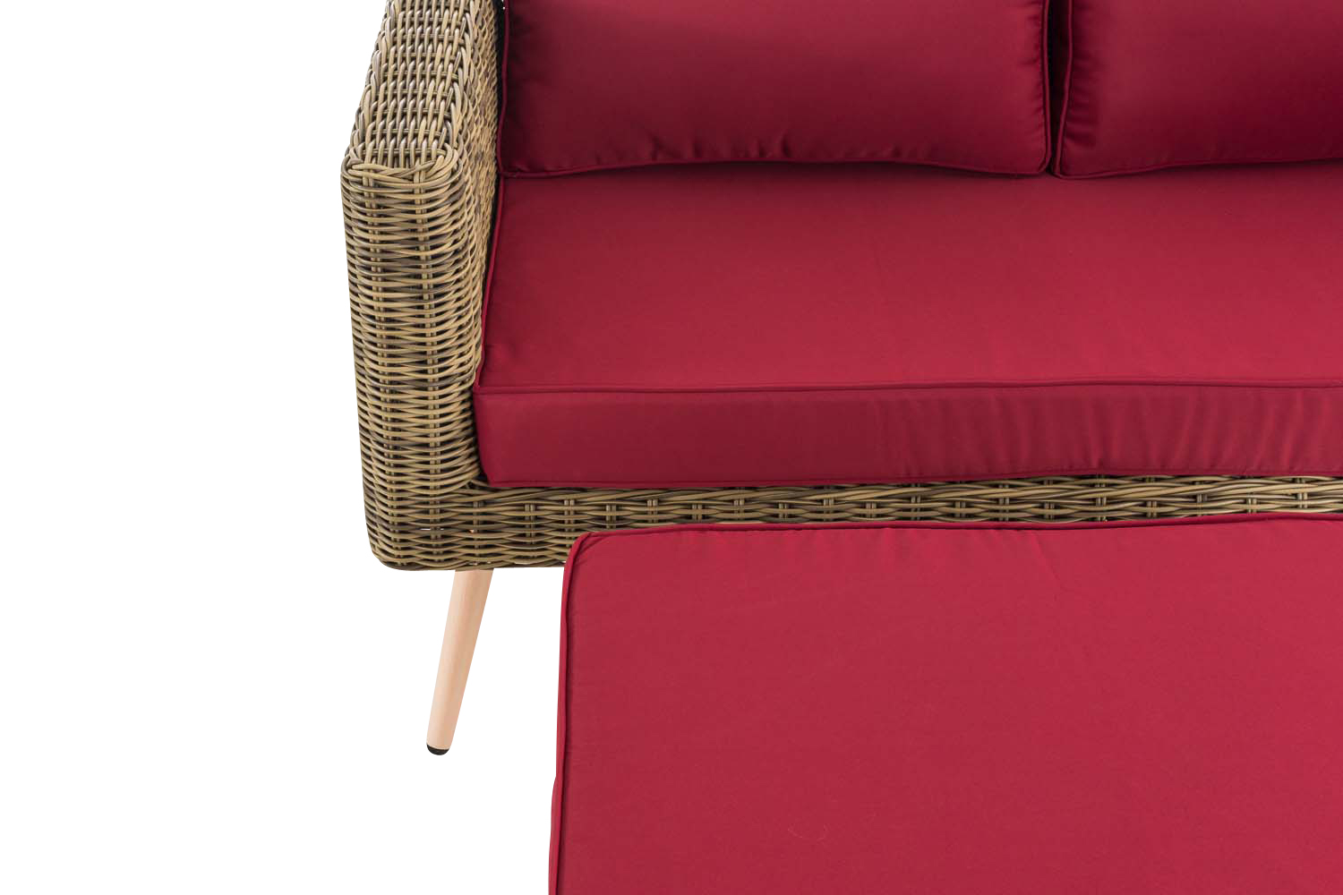 2-zitsbank Molde - met voetenbank -  5 mm rond polyrattan natura