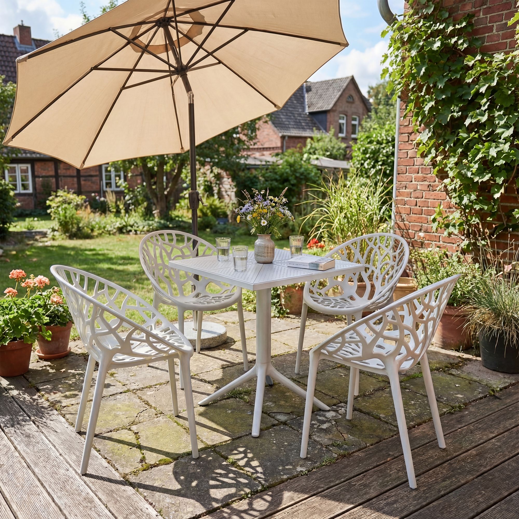 Tuinmeubelset Neriva met 4 stoelen