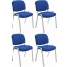 4er Set Stühle Ken Chrom Stoff-blau