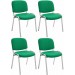 4er Set Stühle Ken Chrom Stoff-grün